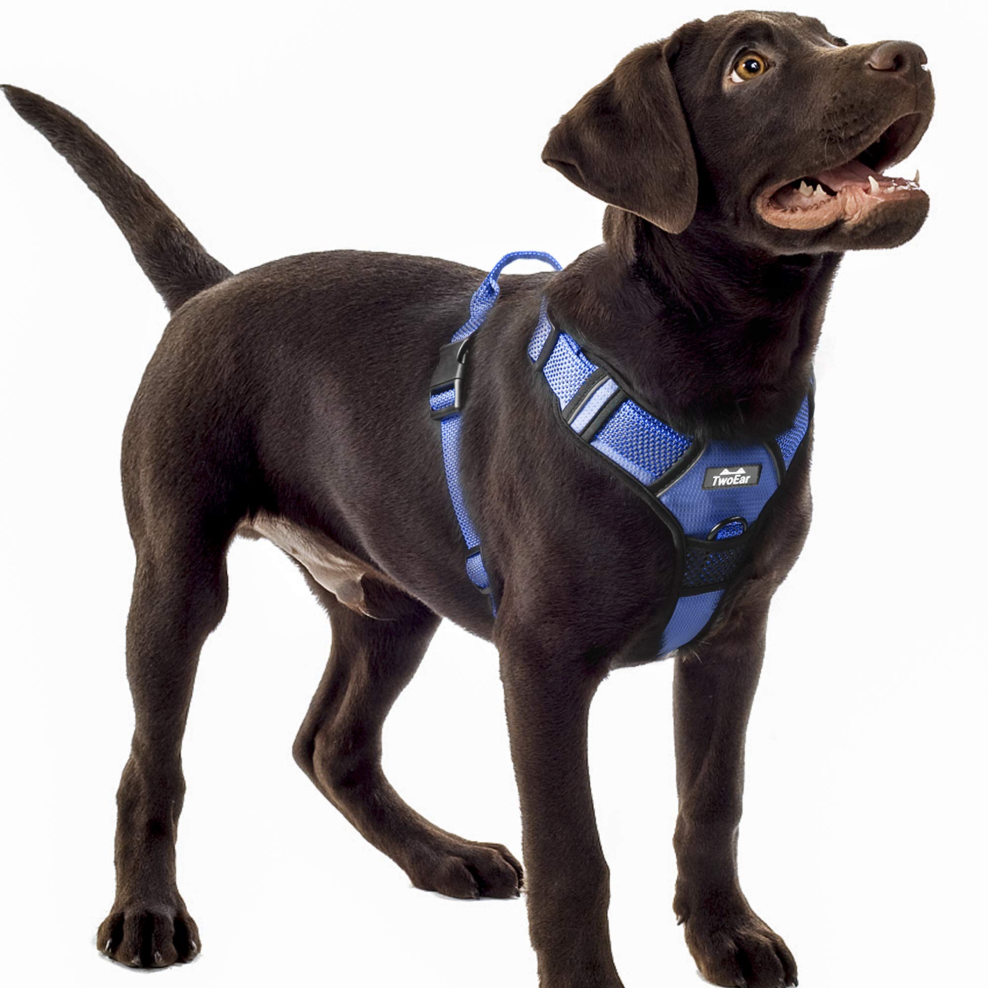 TwoEar Dog Harness, No Pull Reflective Harness Front Clip Easy Control Handle Adjustable Soft Padded Pet Vest for Puppy Small Medium Large Dogs Breed Pet(Medium,Blue)