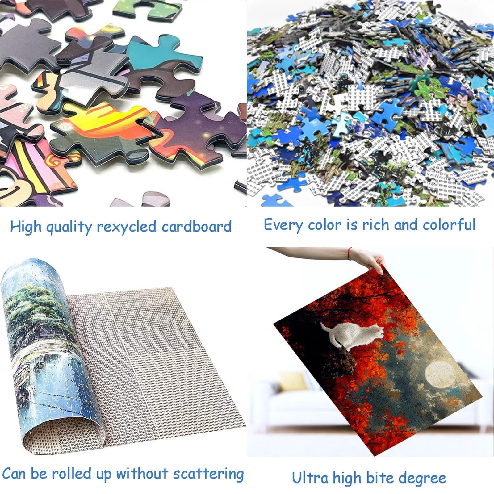 Puzzle 3000 elementów kot puzzle dla dorosłych księżyc 122 x 81 cm Unikalne rzemiosło klasyczne 3D drewniana układanka do rodzinnych gier aktywnych, układanka do samodzielnego wykonania nawet do