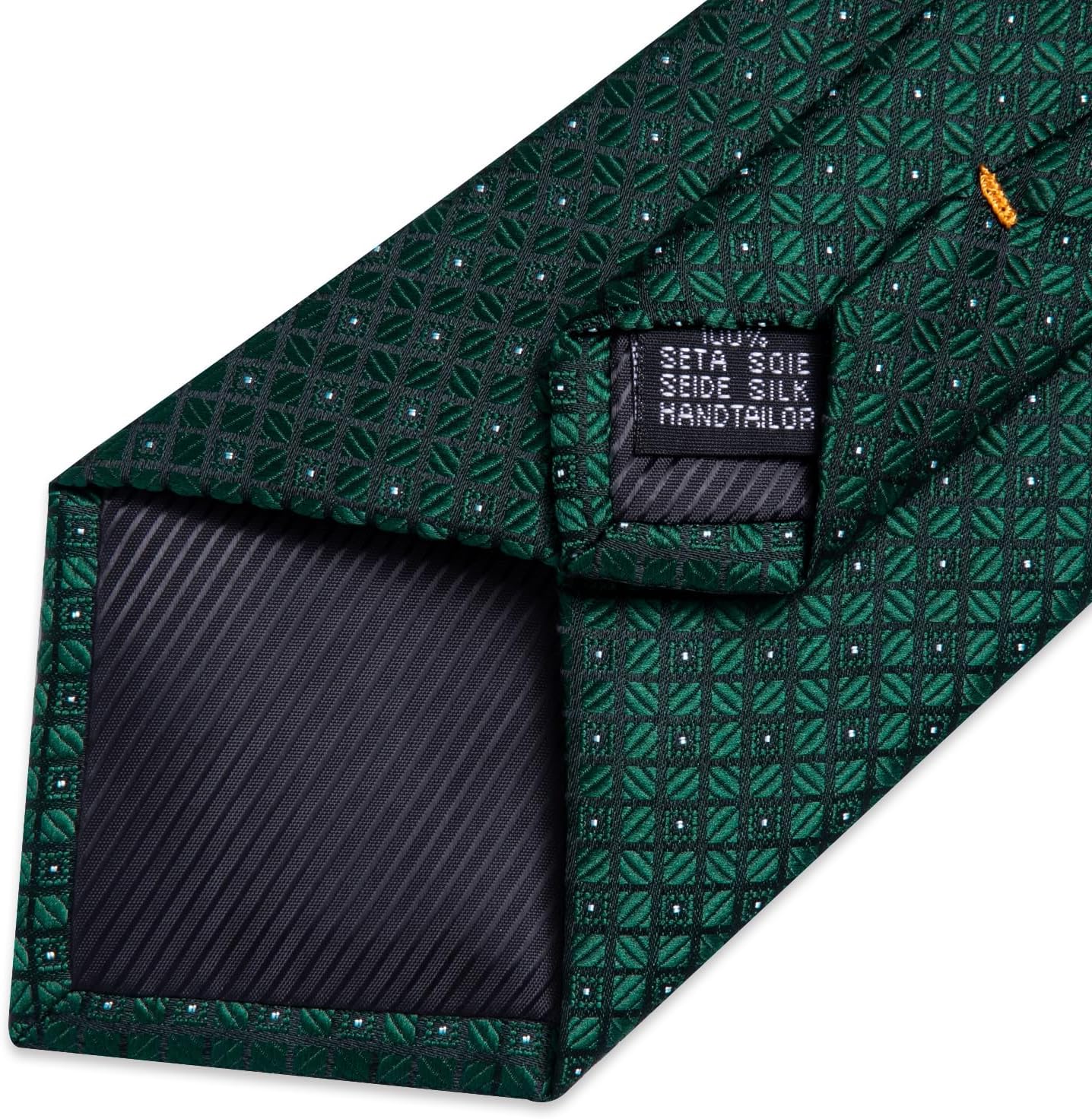 DiBanGu Silk Ties for Men Formal Plaid Check Necktie and Pocket Square Cufflinks Tie Clip Set Wedding Necktie with Gift Box - Image 7