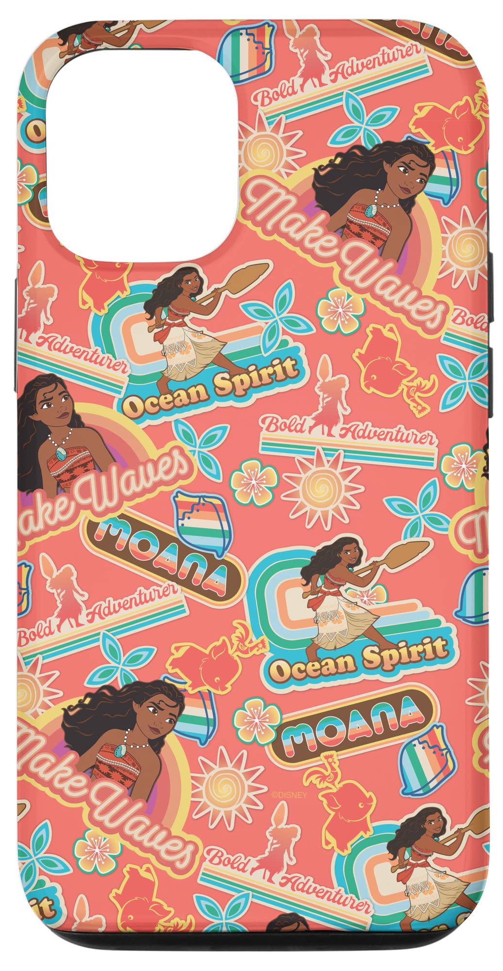 Coque iPhone 12 Pro Vaiana Disney Princess en corail avec design rétro de l'île - 4