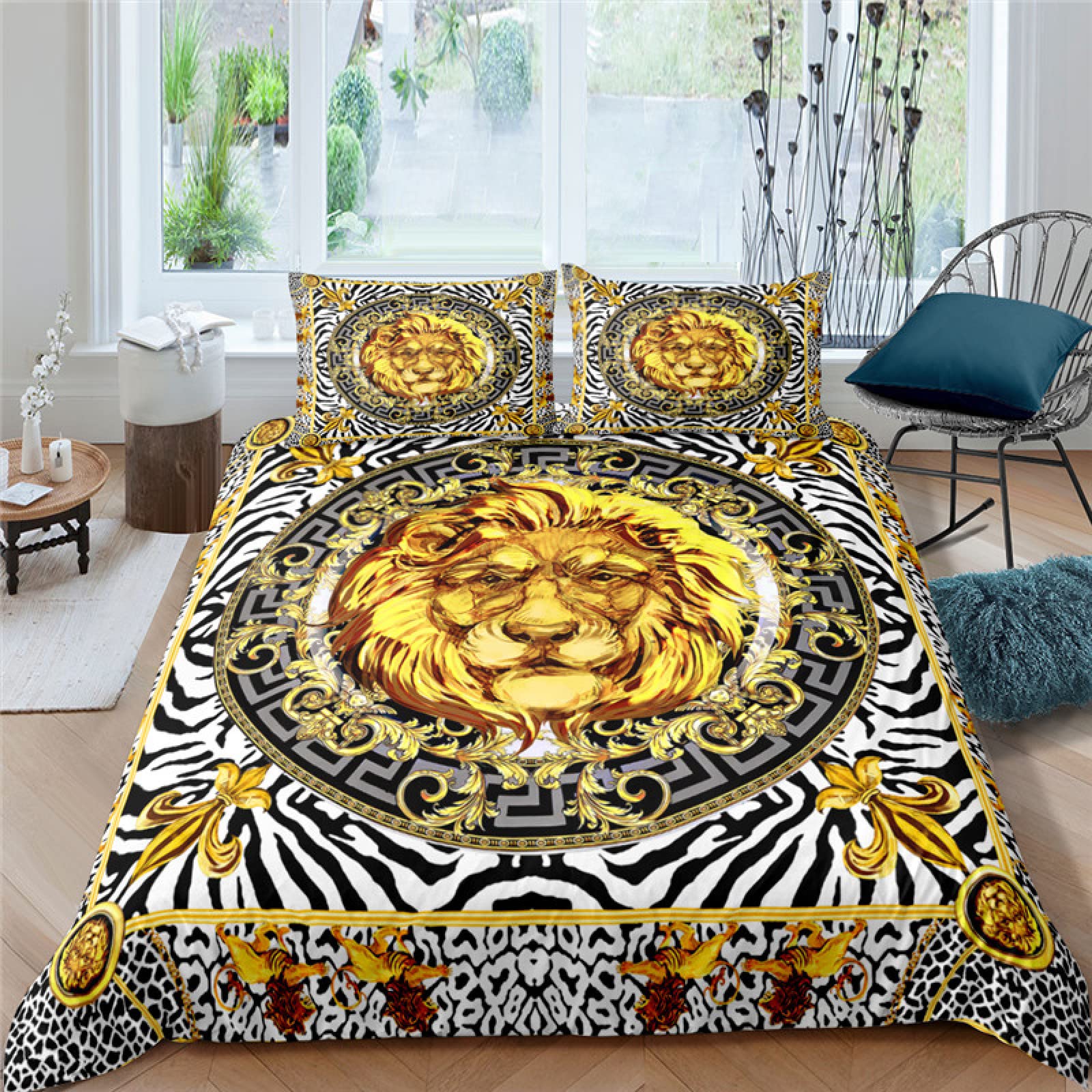 Housse de Couette 160x200 Lion d'or en microfibre 110g avec 2 taies