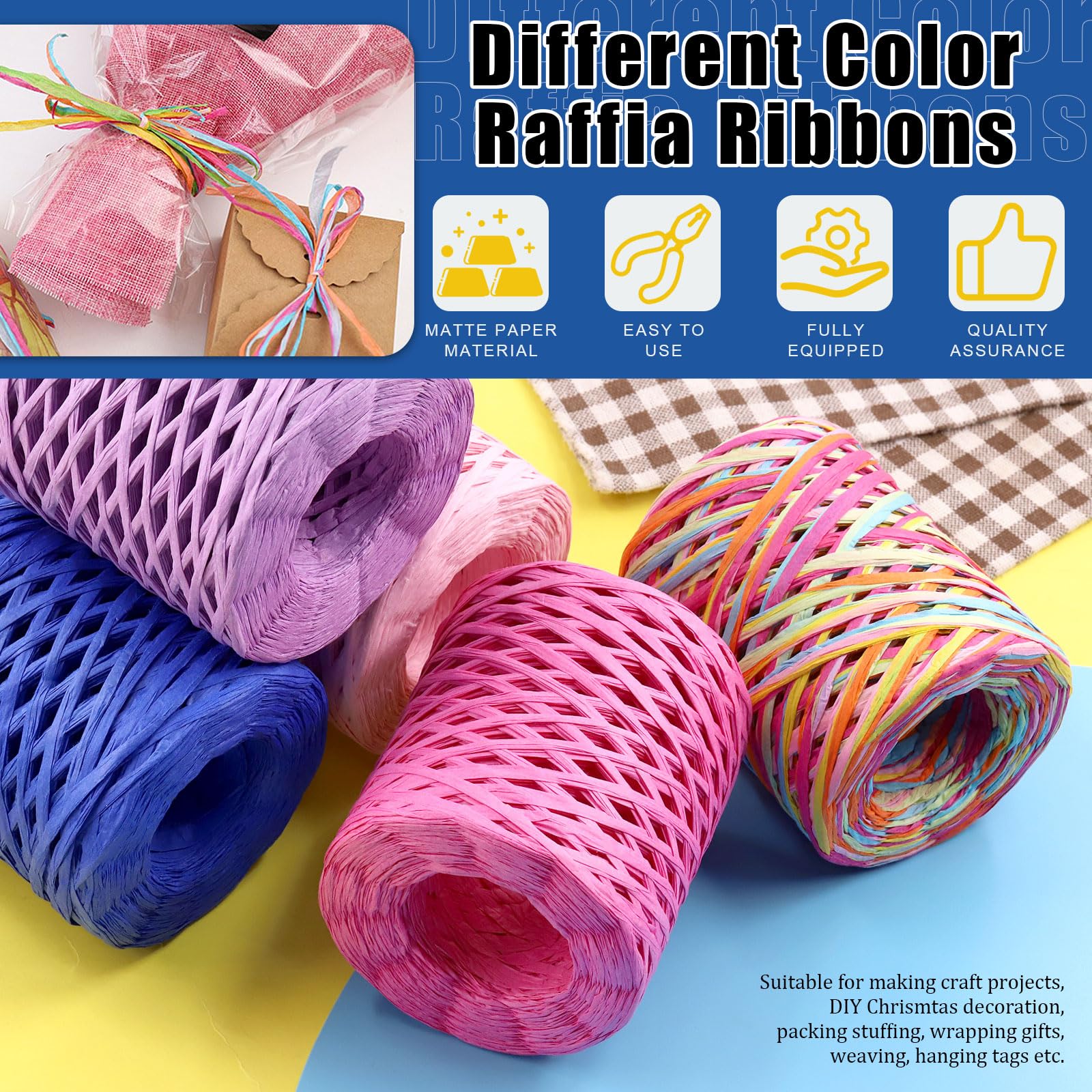 Glarks 200m Raffia Ribbon with Scissors Set - Image 3