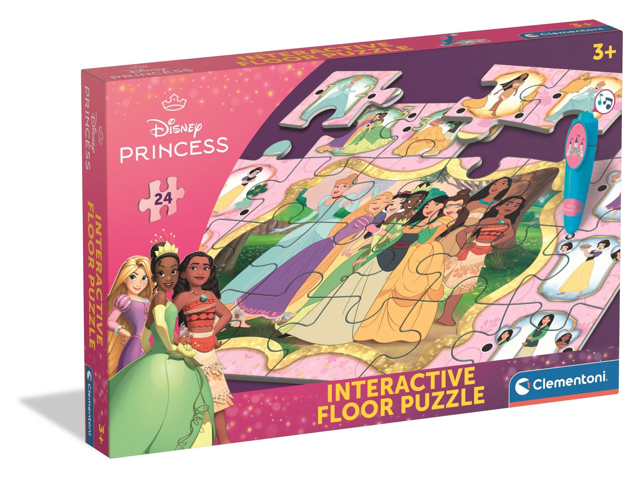 Clementoni Interactive Floor Puzzle - Princess With Electronic Pen, 24-Piece Educational Puzzle for Preschool Kids Age 3+