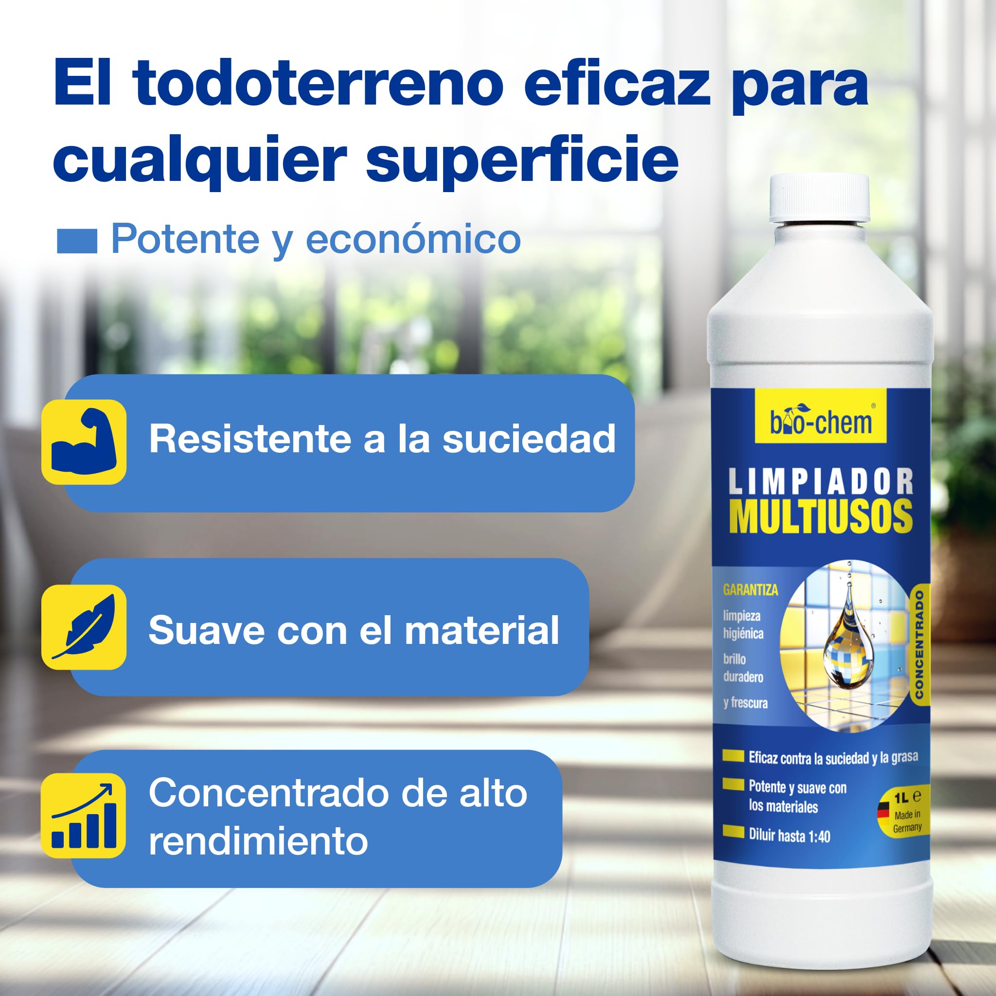 bio-chem Limpiador multiusos concentrado 5L | Limpiador multisuperficie para el hogar: limpiador universal para todas las estancias de la casa