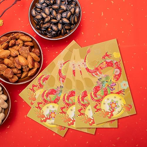 Miniatura 2 de Didiseaon Sobres lindos 2024 rojo Año del Dragón s 6 piezas chino Hong Bao Lai See Money Pocket Lucky Red Paquetes para Festival de Primavera Año