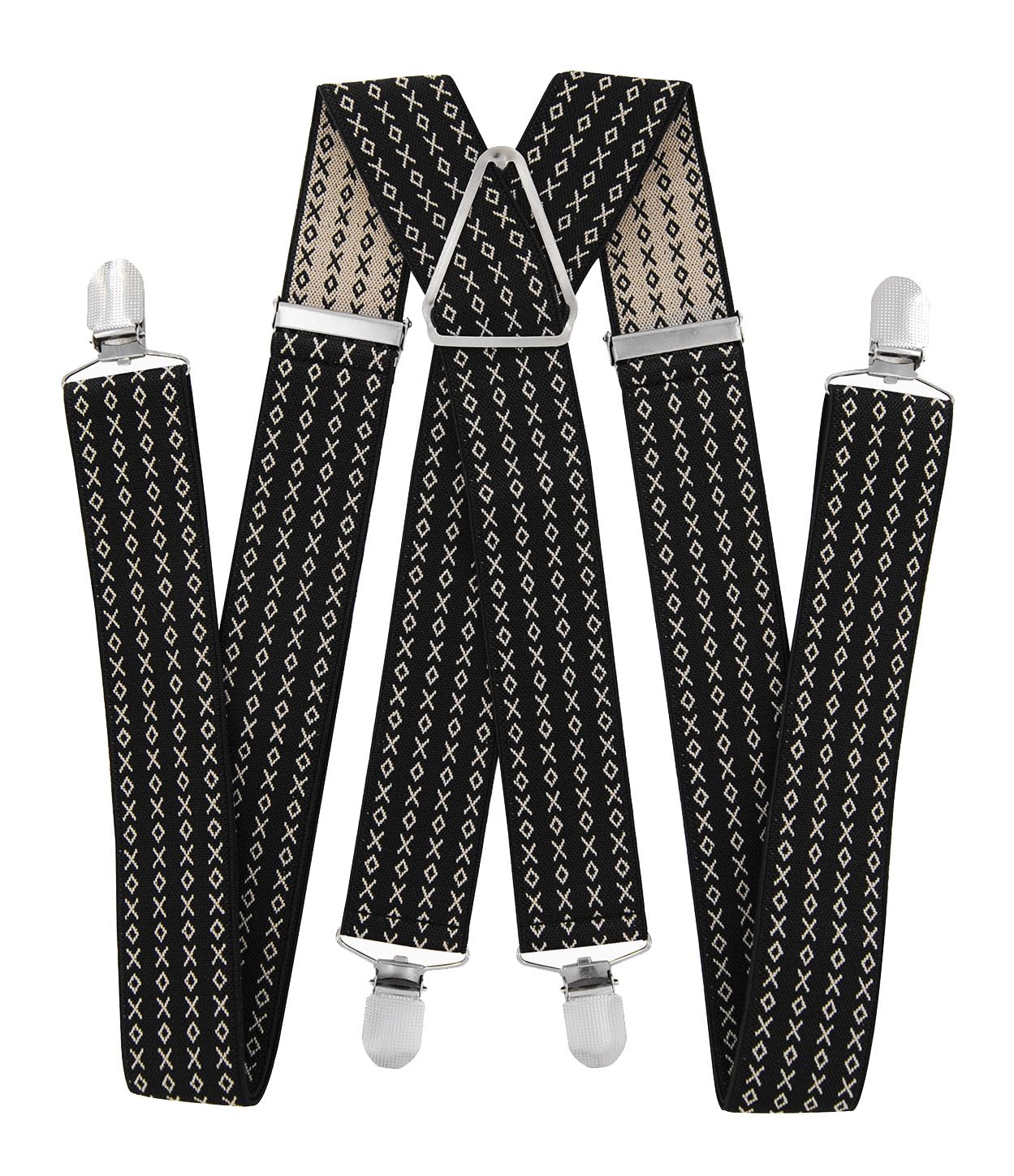 axy Hosenträger für Herren breit 3,5 cm in X-Form mit 4 Hosenträger Clips extra stark längenverstellbar 35mm