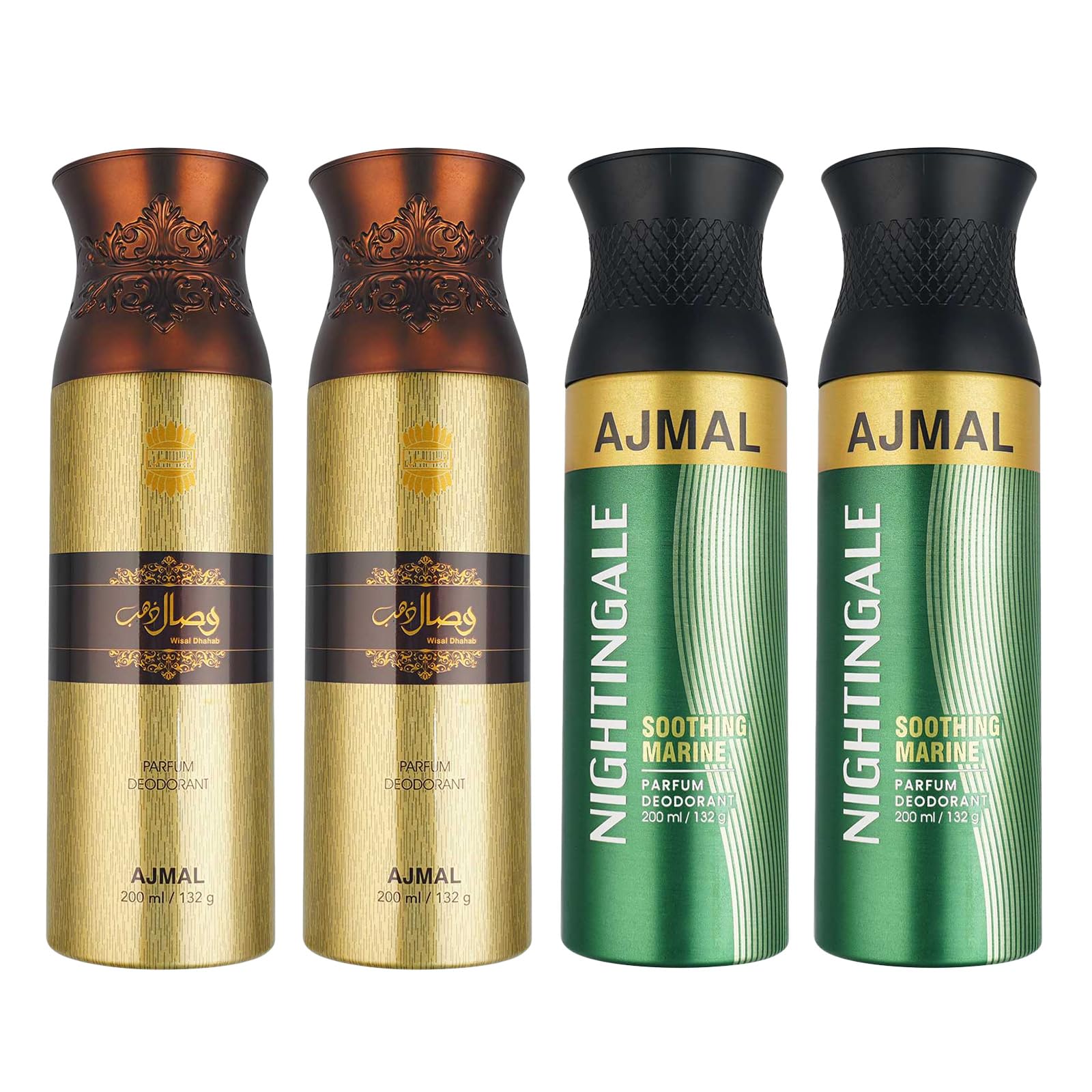 Ajmal 2 Wisal Dhahab for Men and 2 Nightingale for Men & Women Deodorants each 200ML Combo pack of 4 (Total 800ML)-picture-22