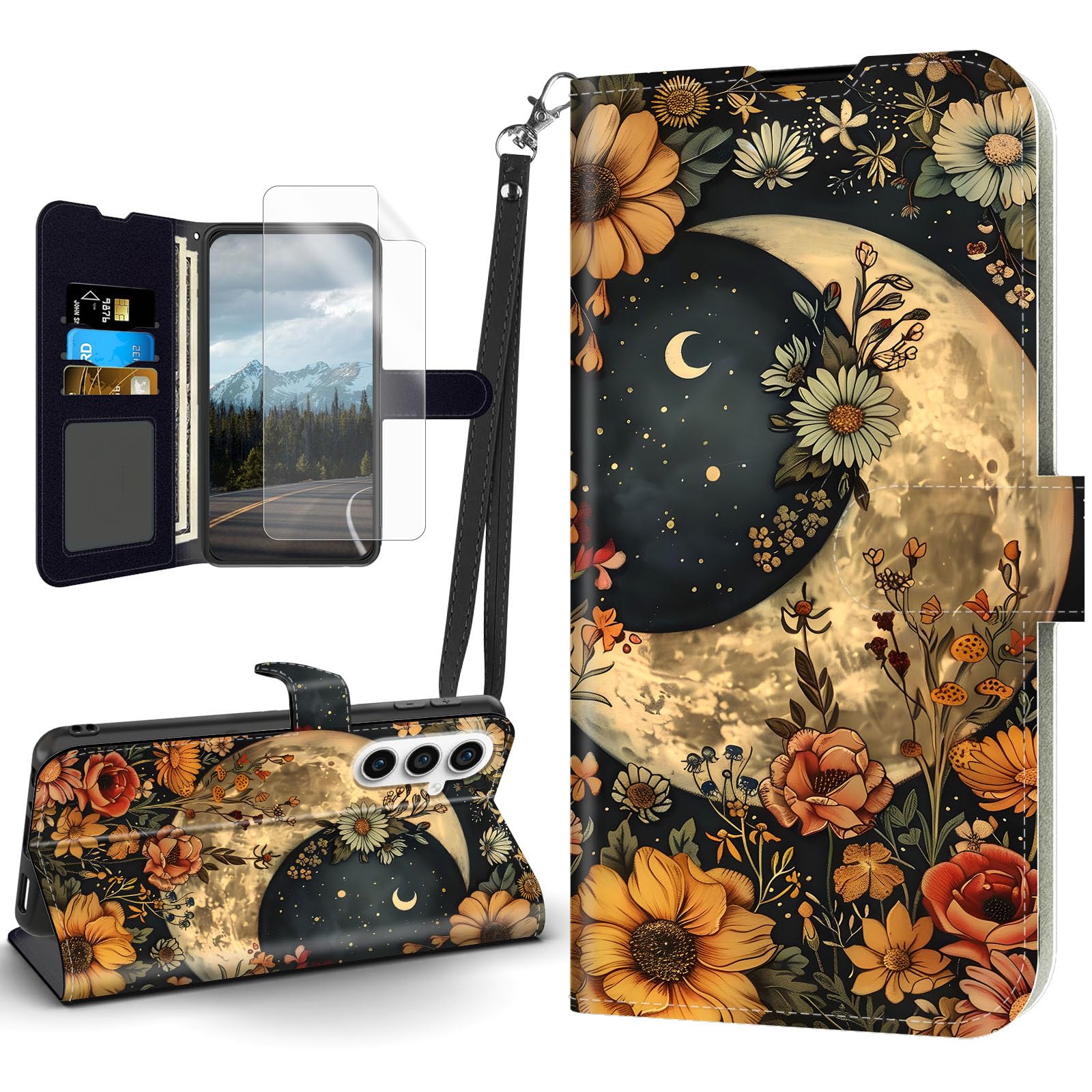 Tudguiloae for Samsung Galaxy S25 Case, Flip PU Leather Magnetic Clasp Cell Phone Wallet for S25, Kickstand Shockproof Cover Wristlet Card Holder Slot