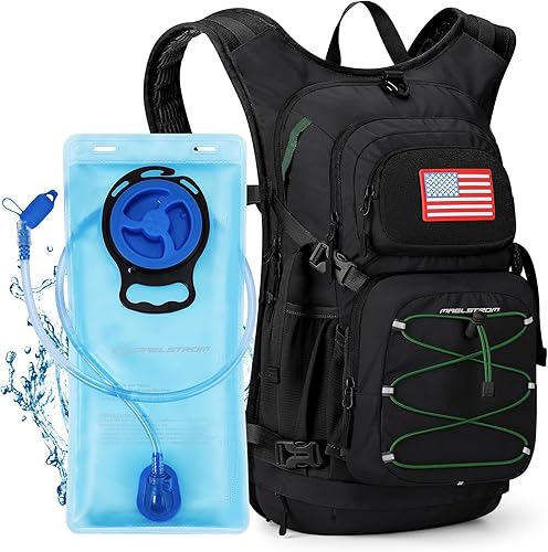 Maelstrom Hydration Hiking Backpack with 2L3L Water Bladder, High Flow Bite Valve Water Backpack Men Women Lightweight Insulation for Hiking,