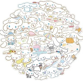 Cinnamoroll 스티커 50개 방수, 탈착식, 사랑스러움, 아름답고 세련된 십대 스티커, 물병, 자전거, 휴대폰, 기타, 여행 가방에 든 남아 및 여아에게 적합 (F)