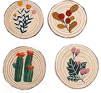 Vista 7 de ZOENHOU 40 piezas de rebanadas de madera natural de 3.5 a 4 pulgadas para manualidades, posavasos de círculos de madera sin terminar con corteza