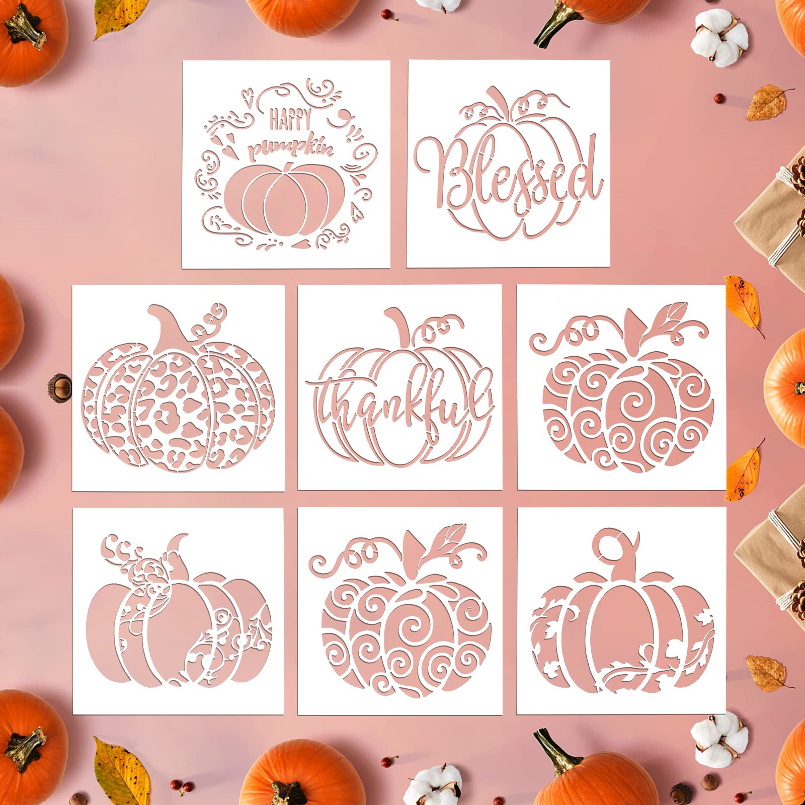 amazon-com-8-pcs-pumpkin-stencils-8-x-8-inch-fall-stencils-reusable-thanksgiving-autumn-stencil-halloween-stencils-diy-craft-for-painting-on-wood-wall-door-fabric-arts-crafts-sewing