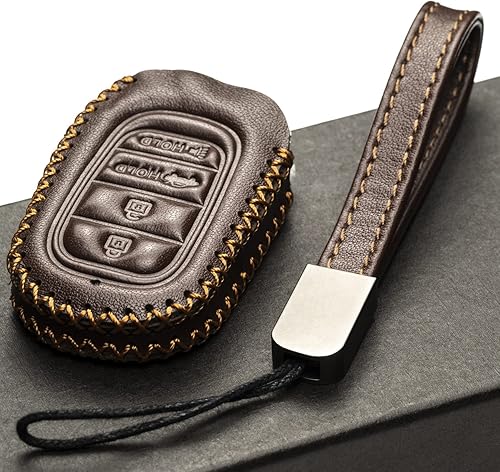 Miniatura 5 de Vitodeco Funda de cuero genuino para llavero inteligente compatible con Honda, Marrón