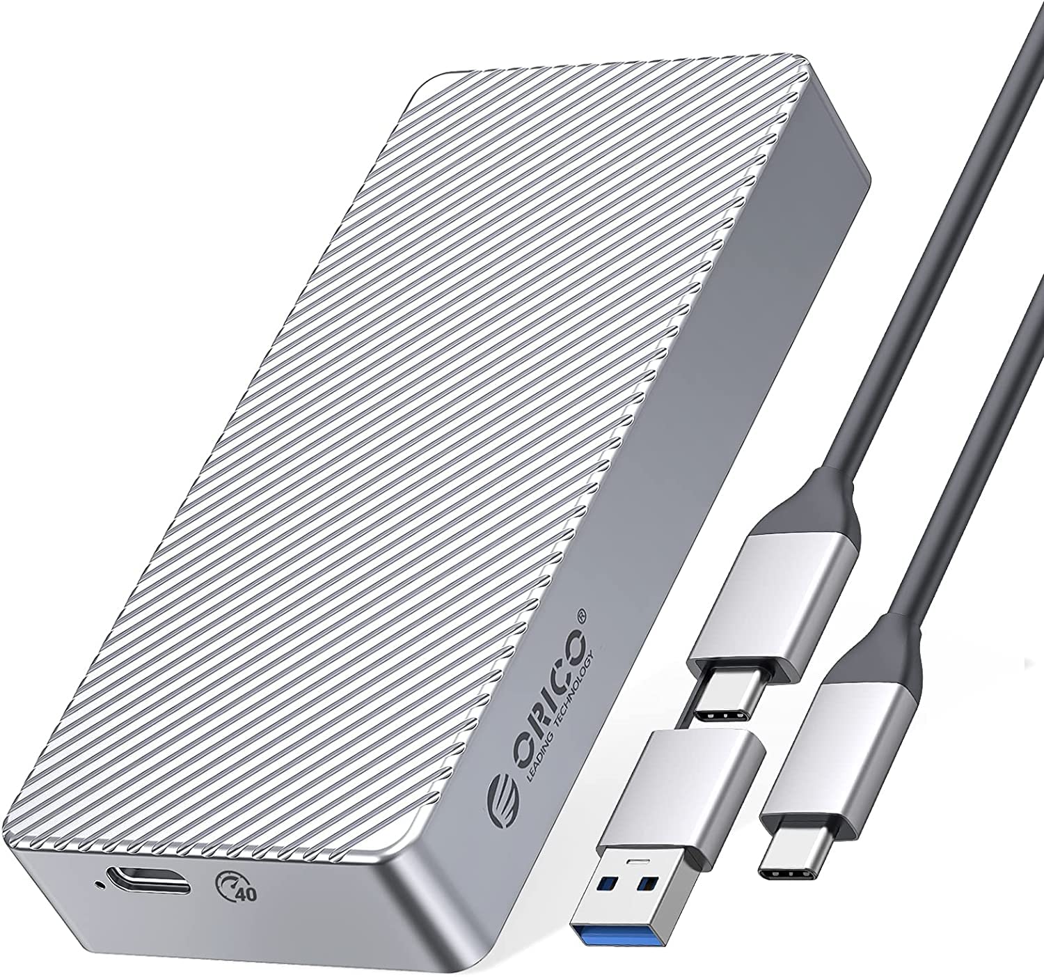 ORICO 40Gbps NVMe SSD Enclosure M.2 to USB-C Adapter for 4TB 2280, Aluminum M2 External Case Compatible With Thunderbolt 3/4 USB3.2/3.1/3.0/Type-C M214C3-U4-SILVER