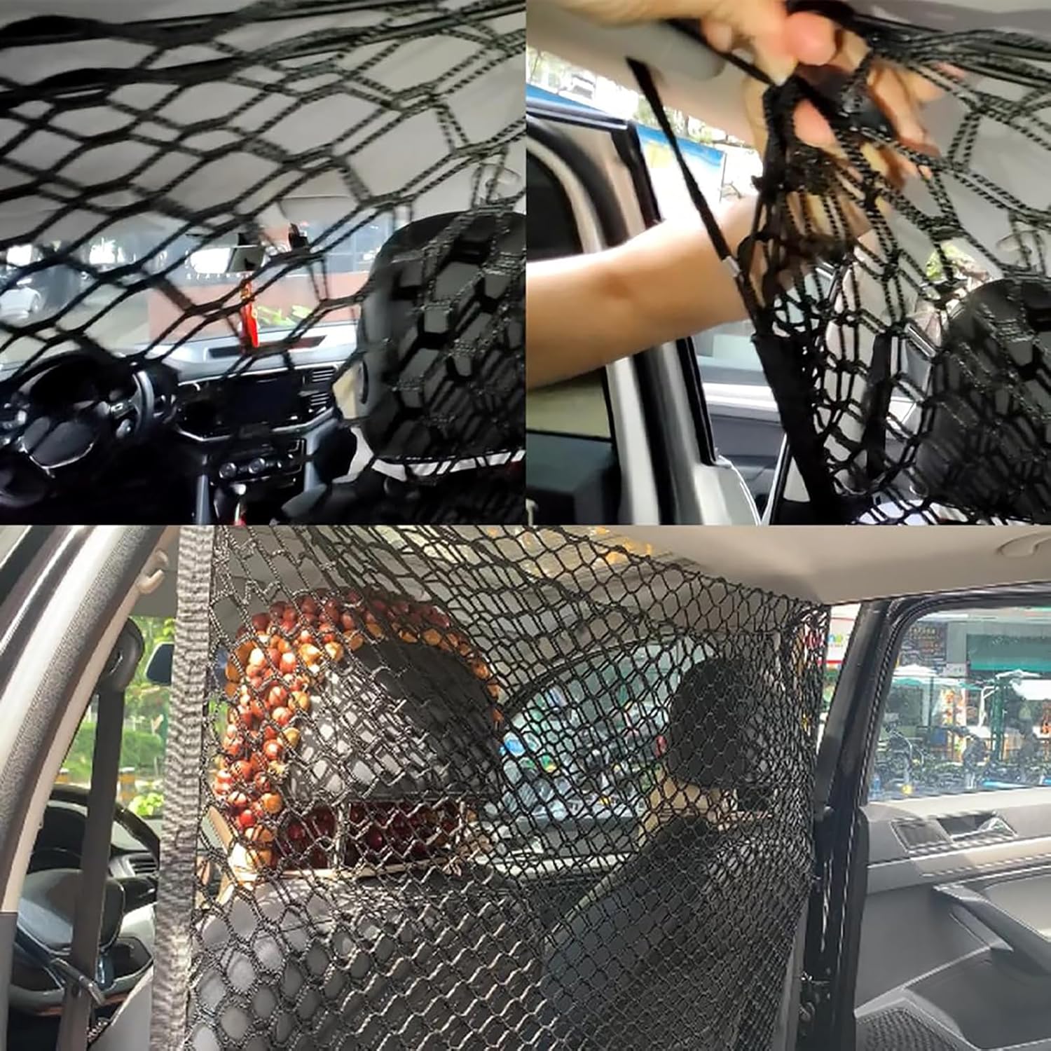 Car Dog Barrier for Ford Edge I 2007 2008 2009 2010 2011 2012 2013 2014, Cargo Net for SUV Adjustable Mesh Pet Barrier Double-Layer Thickened Net Dog Travel Accessoriesa