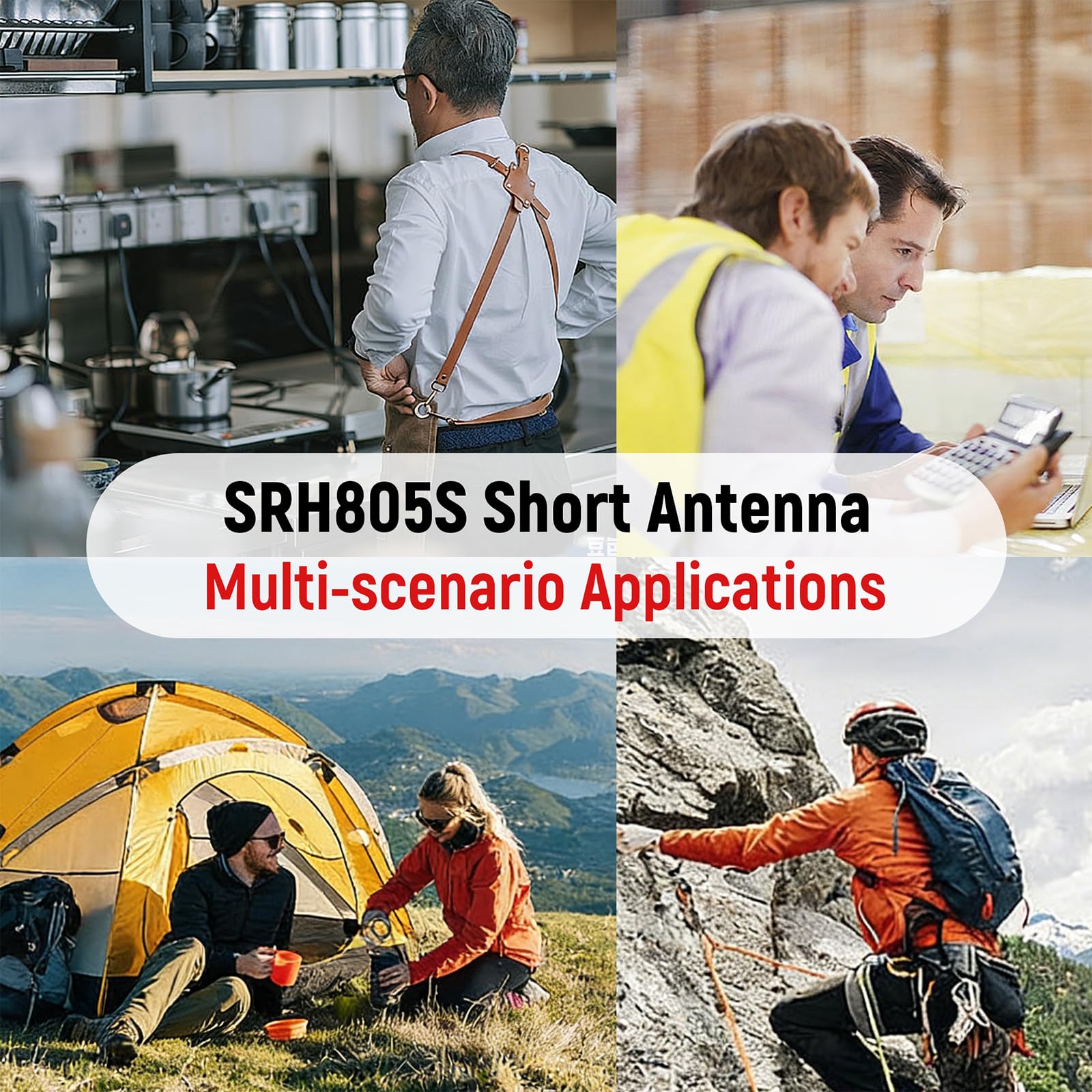 SRH805S Antenna universale di ricambio corta per walkie-talkie VHF/UHF 144/430/1200MHz SMA maschio antenna per radio BTECH PUXING Kenwood HYT (confezione da 2)