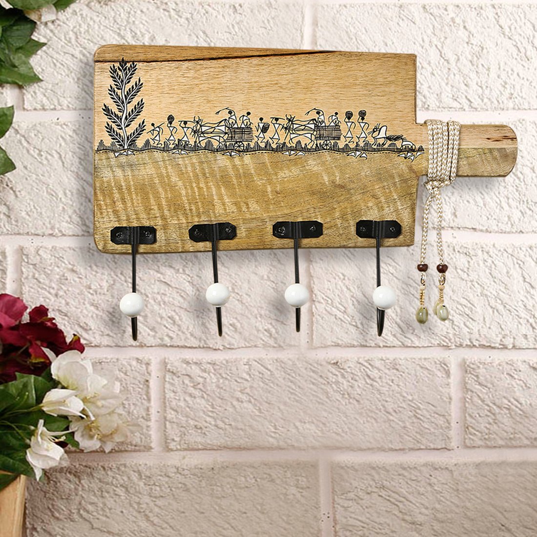 ExclusiveLane Wood Cloth Hanger Stand, Natural Light Brown
