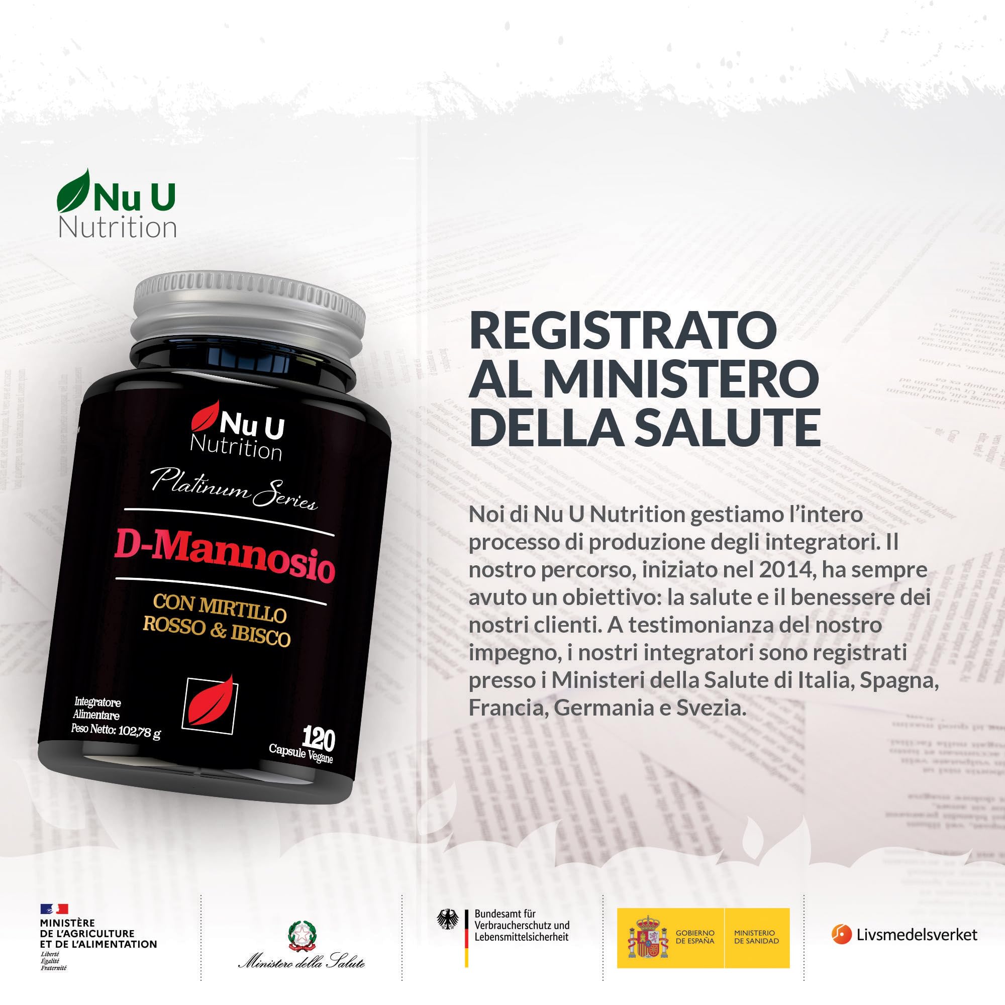 D-Mannosio Puro - 120 Capsule Vegane - Complesso 3 in 1 con Estratti di Mirtillo Rosso e Ibisco - Supporto Naturale per le Donne - Prodotto in Europa - Nu U Nutrition