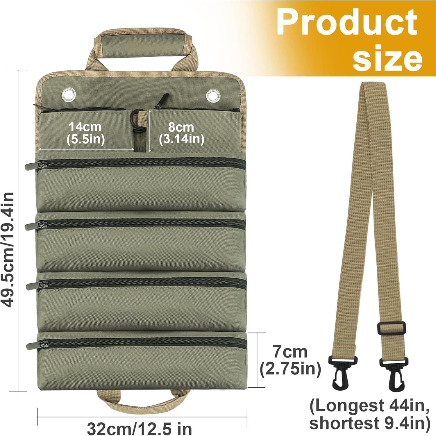 Roll Up Tool Bag Gifts for Dad Christmas Stocking Stuffer Heavy Duty Rolled Empty tool Storage Organizer Portable Foldable Rollup Organizer with Pouches Carrying Toolbag for Men Birthday Gifts