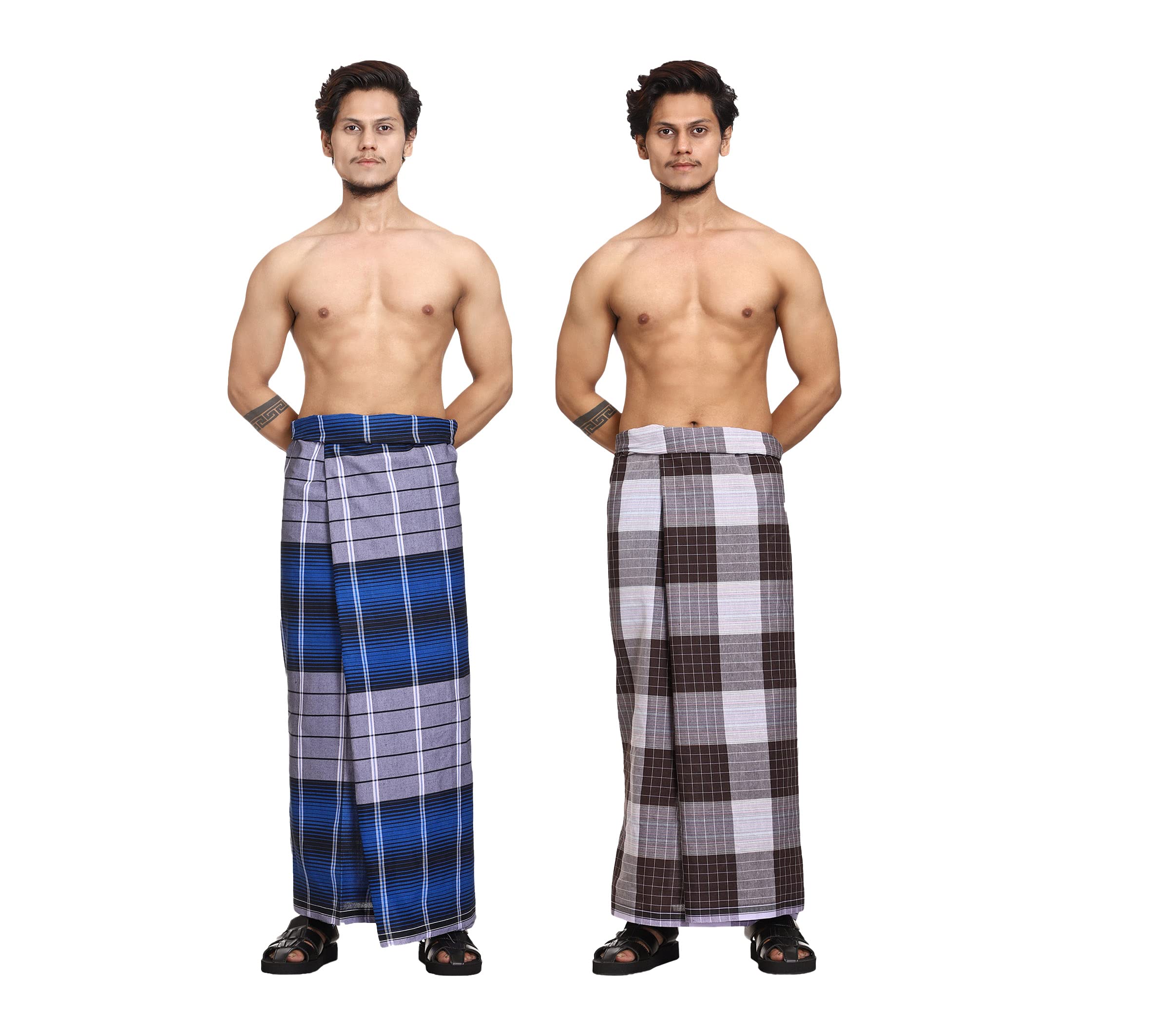 gowri tex Cotton Stitched Lungi Pack Of 2 Ready To Wear 2.25Meter-picture-24