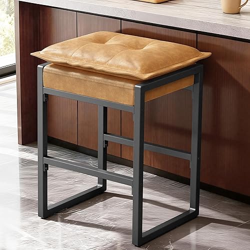 Barstools with Double Cushion Comfortable Seating, Modern Bar Stools Set of 1 with Footrest, Counter Height Bar Chairs, Easy Assembly, for Kitchen Island, Bar, Counter(Brown)