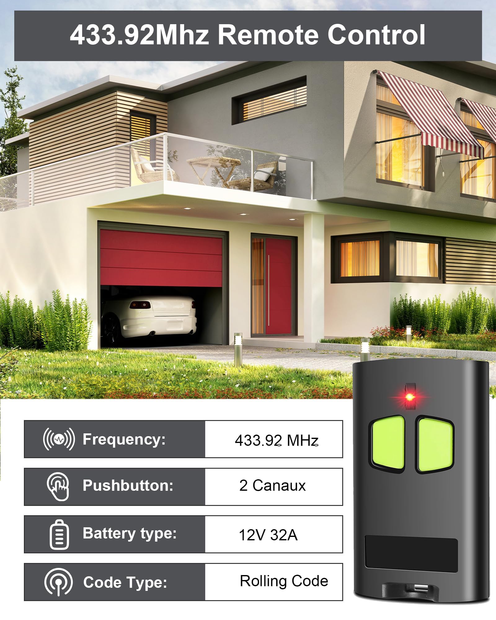 TO.GO 2VA Telecomando 2 Canali Benincà - 433.92 MHz, Codifica Advanced Rolling Code - Foto 12