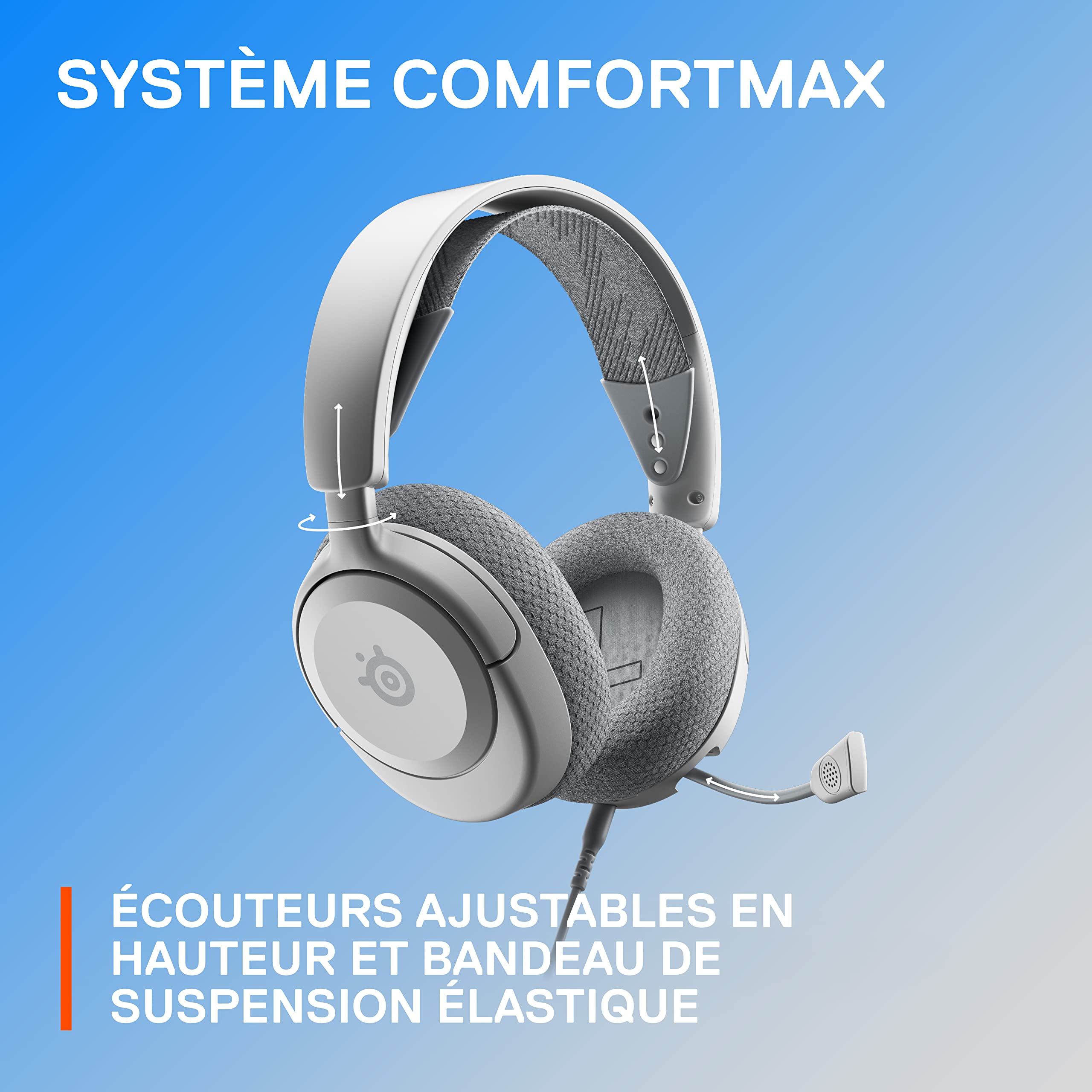 SteelSeries Arctis Nova 1P - Casque PS5 - Casque Gaming - Son Spatial à 360° - Coussinets d’Oreille en Mousse à Mémoire de forme- Microphone antibruit - également pour PC, PS4, Switch, Xbox - Blanc