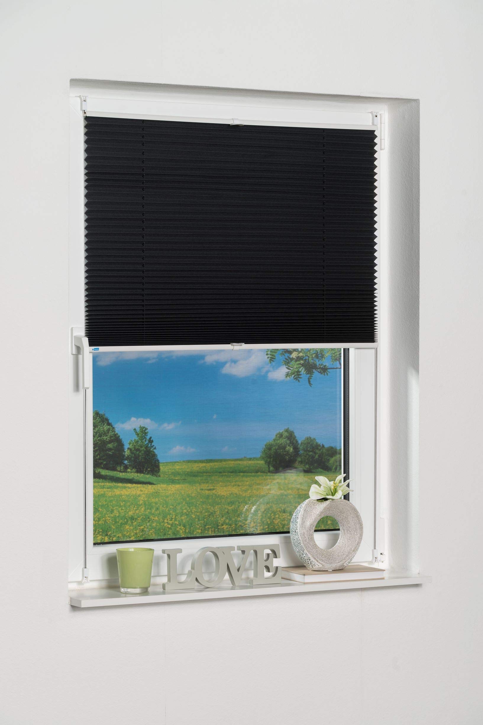 Khome Klemmfix-Plissee Anthrazit B25 x H130 cm (B x L) Lichtschutz Moderne Crushed Optik – Bild 3