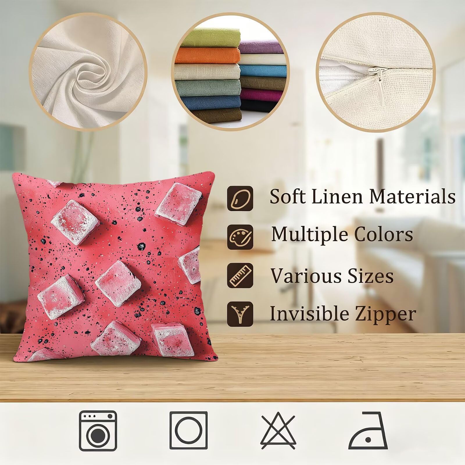 Rosa Funda Cojin 60x60 Negro Funda Almohada 60x60 Cojines Sofa Súper Suave Fundas Cojines Decorativos Fundas Almohadas 4 Piezas Almohada Cervicales y Cuello, para Hogar Cama Salon Decoracion E - 757