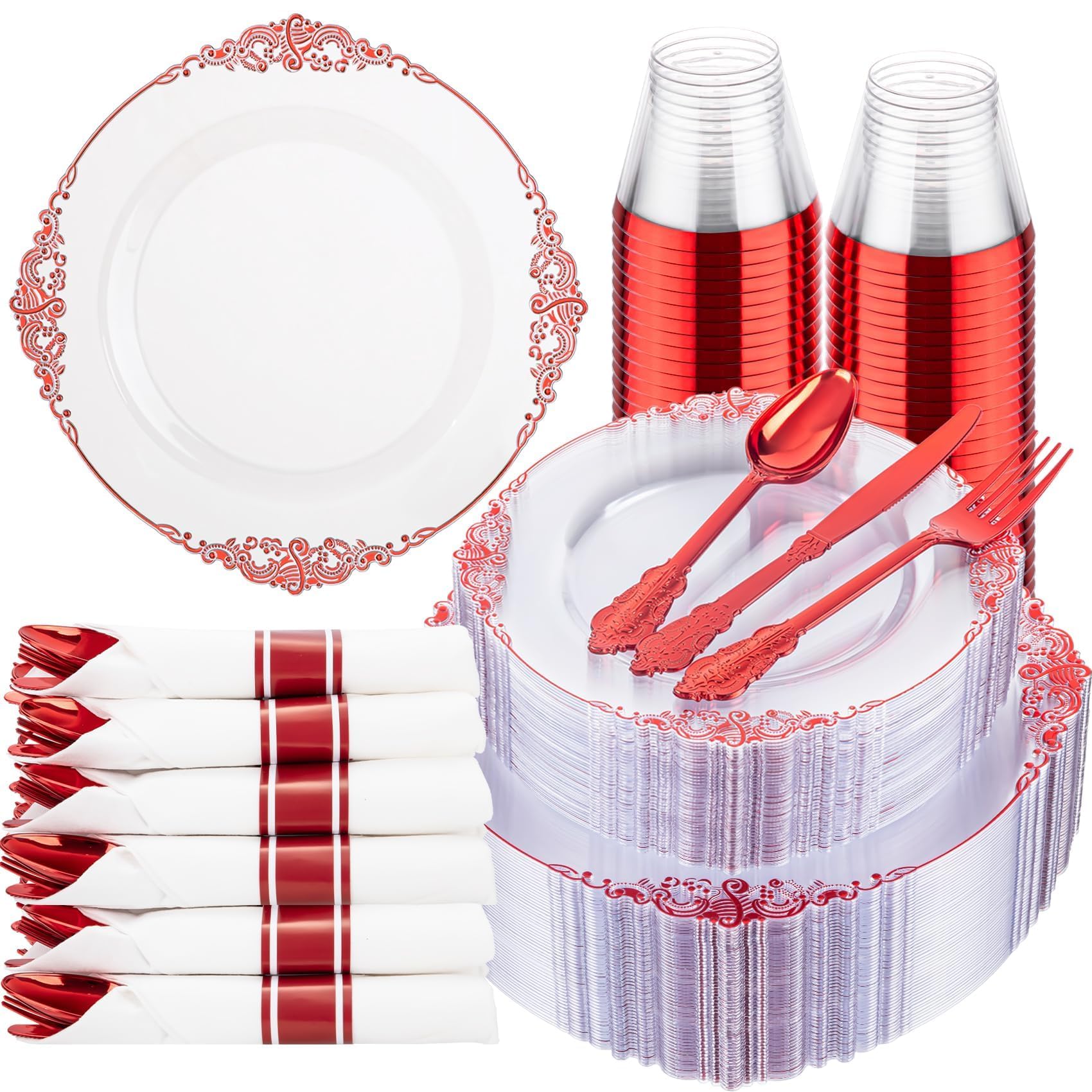 Blue & Silver Plastic Plates - 175 Piece Set -20
