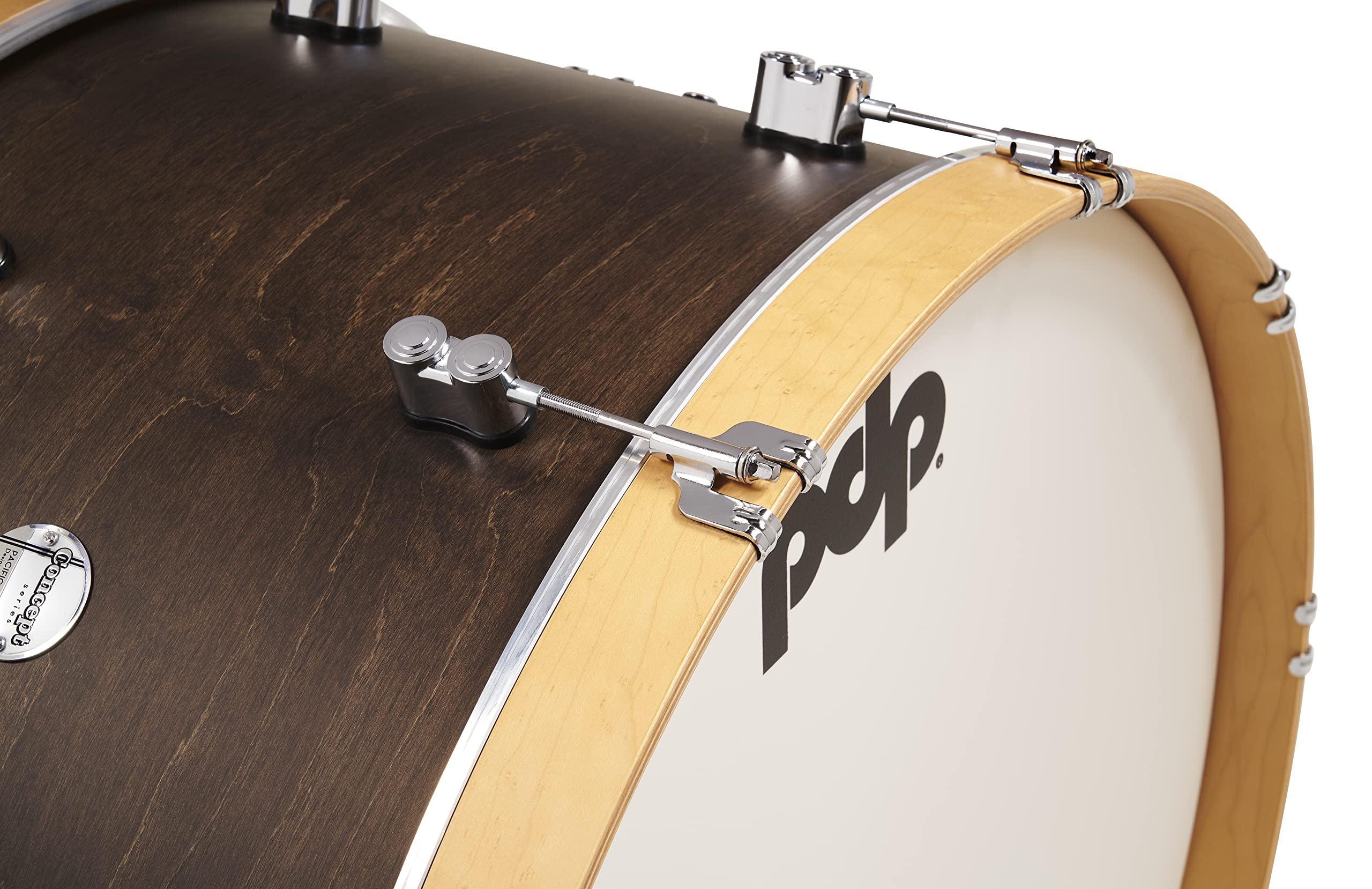 Pacific Drums & Percussion Drum Set Concept Classic 3-Piece 24" Kick, Walnut Stain with Natural Wood Hoops Shell Pack (PDCC2413WN) - Image 3