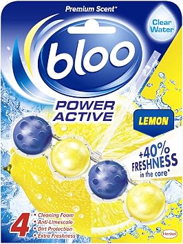 Bloo Power Active, Lemon, Toilet Rim Block, 50 g, Pack of 10