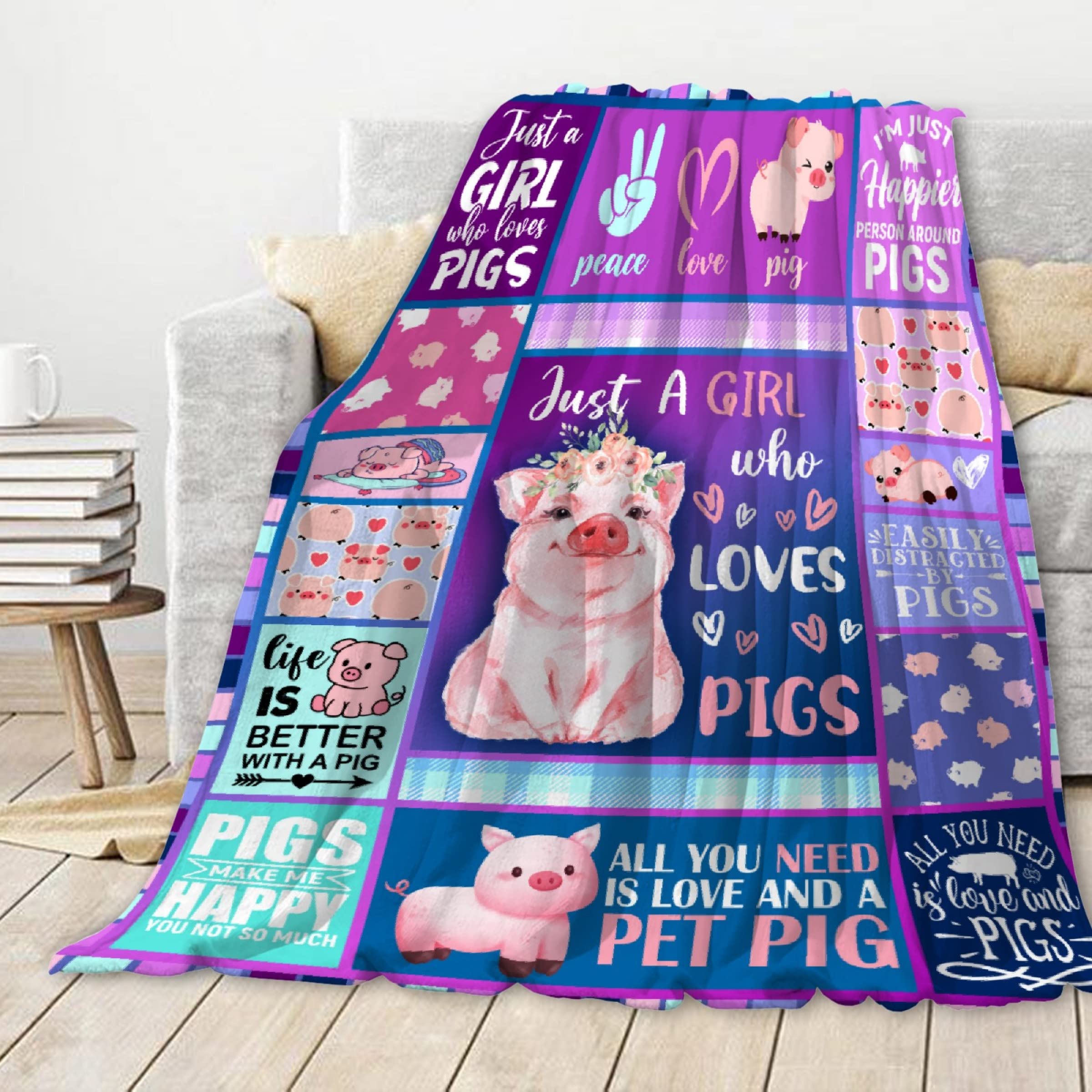 ZHONGKUI Pig Blanket, Flannel Throw Blanket, 40