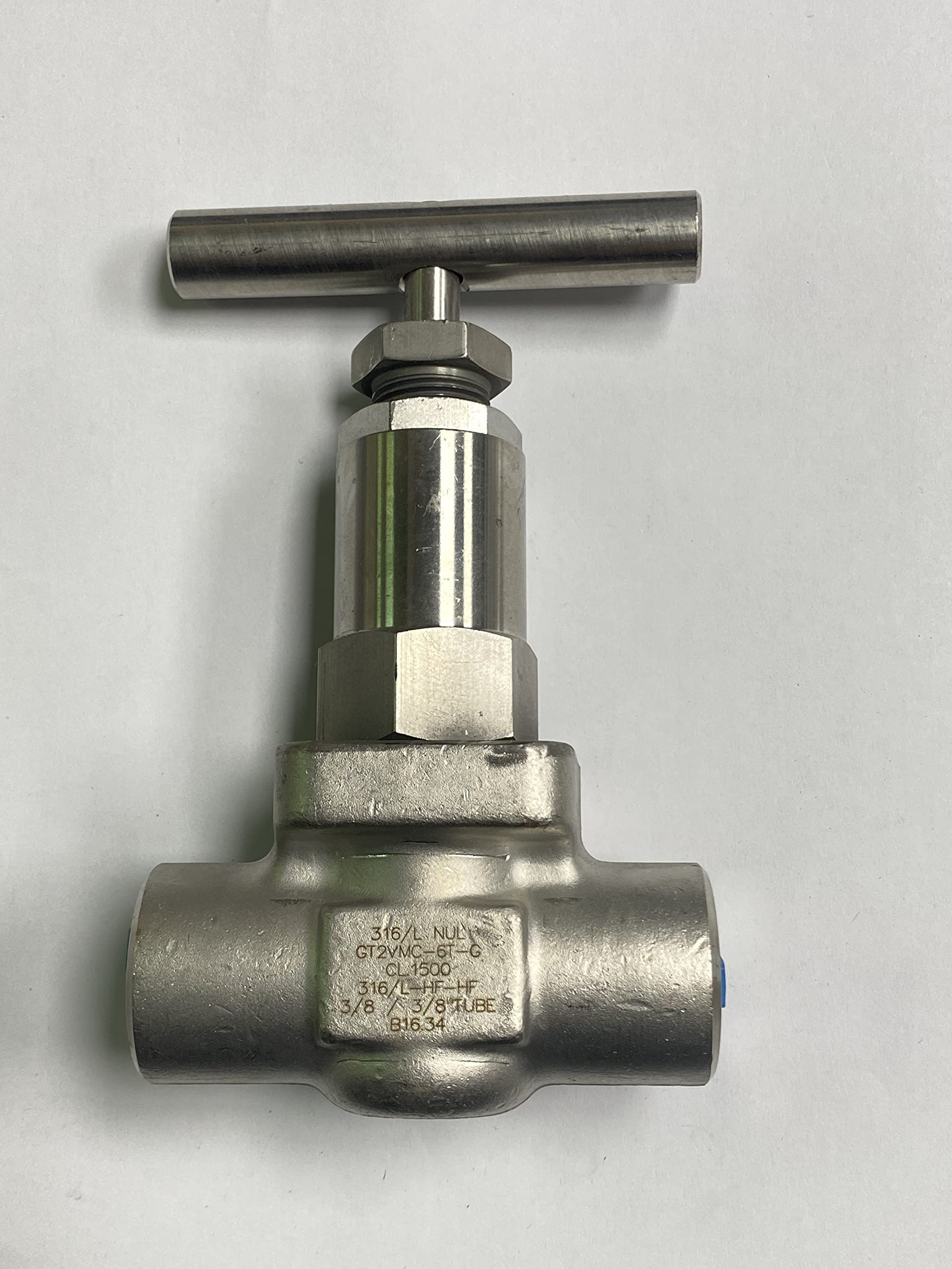 Union Bonnet Needle Valves, GT Series, HY-LOK Stainless Steel 316L, CL1500, Graphite Stem Packing, Size 3/8