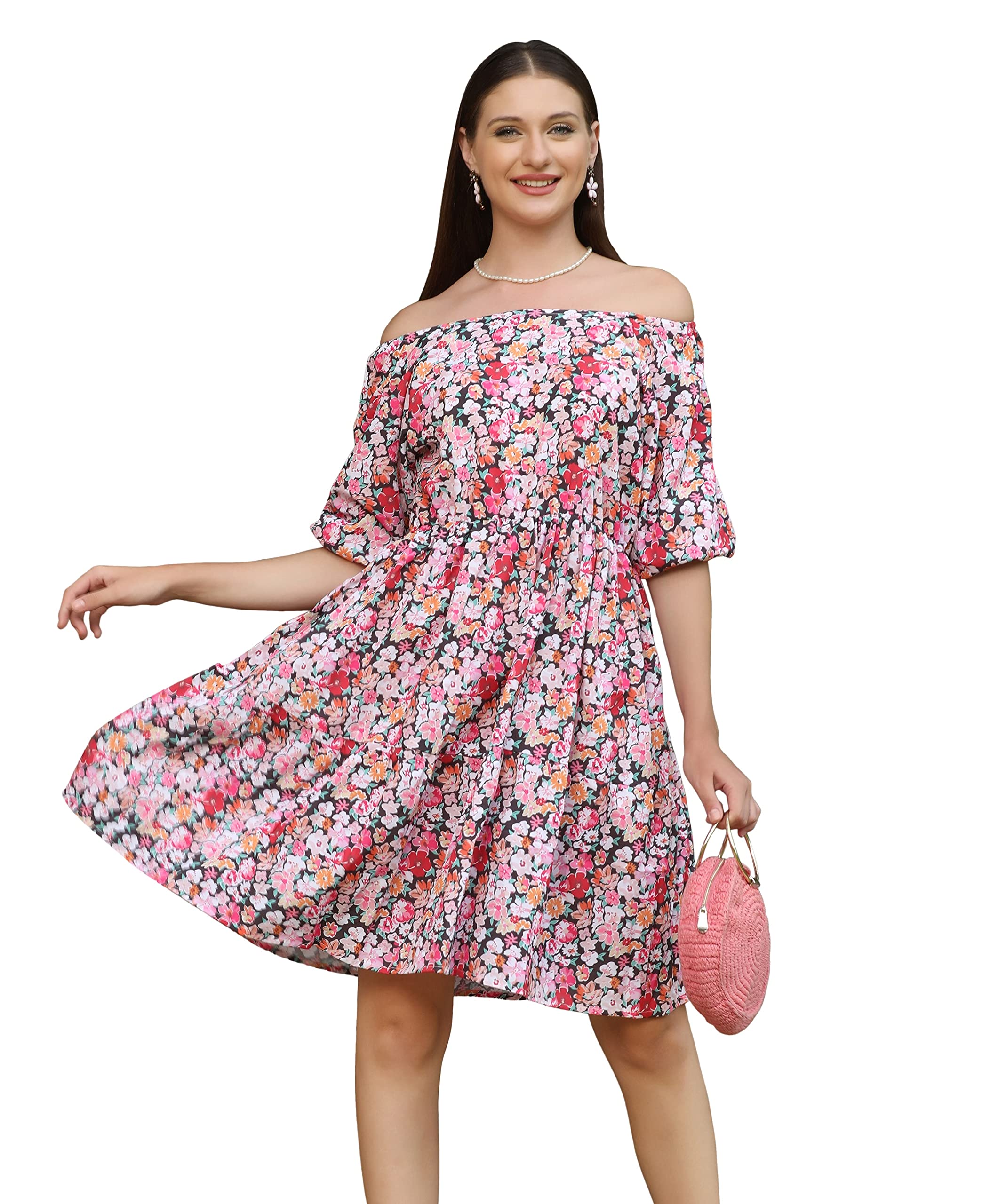 Dhruvi Trendz Womens Lycra Women Western Dresses Regular Fit A-Line (Dupli-D-Wd-1011_Multicolor_Xl)