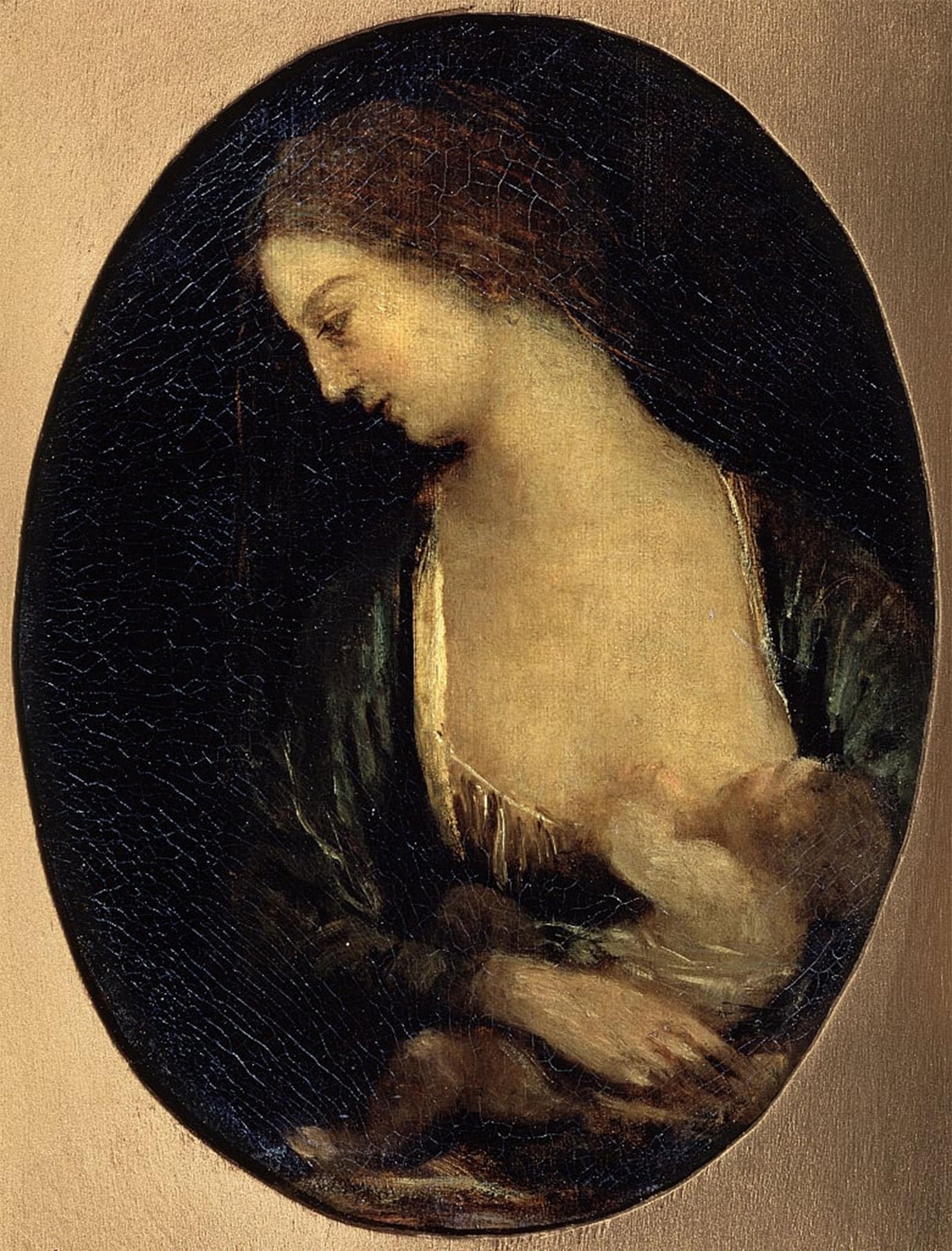 POSTERIIk Famous Modern Artwork Art Mural The Virgin of Verneuil. by Jean Baptiste Camille Corot Oil Paintings Pictures for Home Decor 60x90cm