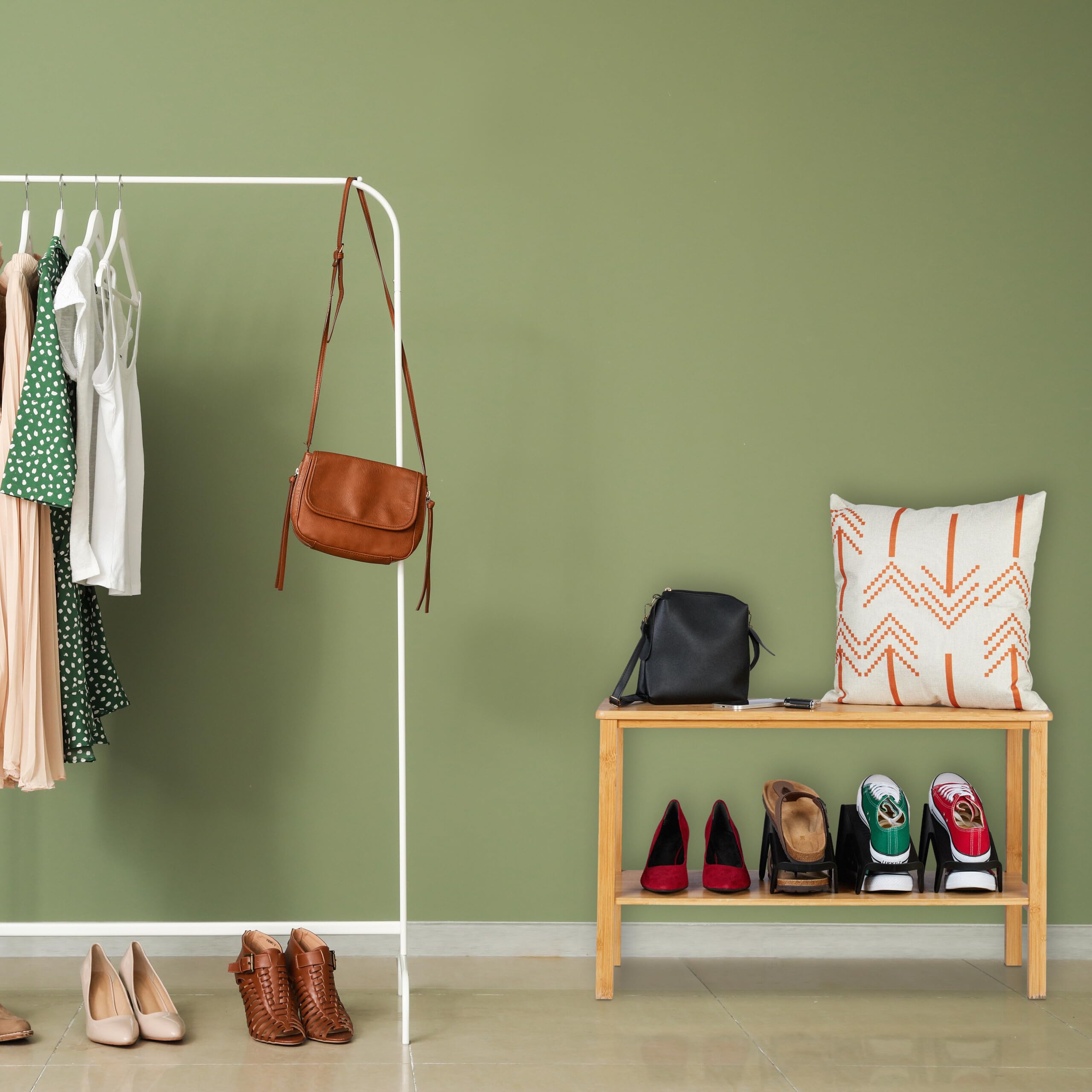 Relaxdays Set da 12 Portascarpe, Sistema Organizer Scarpiera, Max. Numero 39, Porta Scarpe Antiscivolo, Plastica, Nero