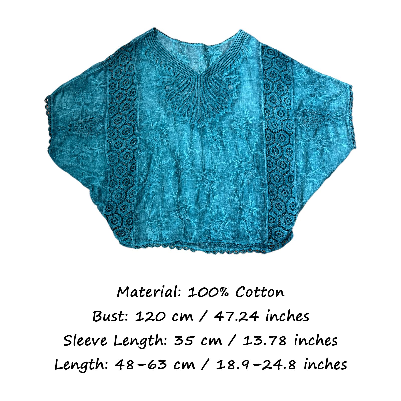 Top Estivo da Donna A Maniche Corte In Crochet Modello Boho Ampio con Maniche A Pipistrello E Lavorazione Traforata