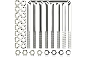 304 Stainless Steel Square U-Bolt, Heavy Duty with Washers and Nuts