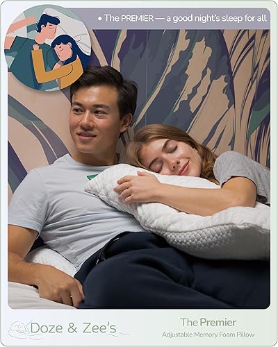 Miniatura 9 de Doze & Zee's Premier - Almohada refrescante ajustable tamaño Queen para dormir, espuma viscoelástica de corte cruzado, altura y densidad, ideal para