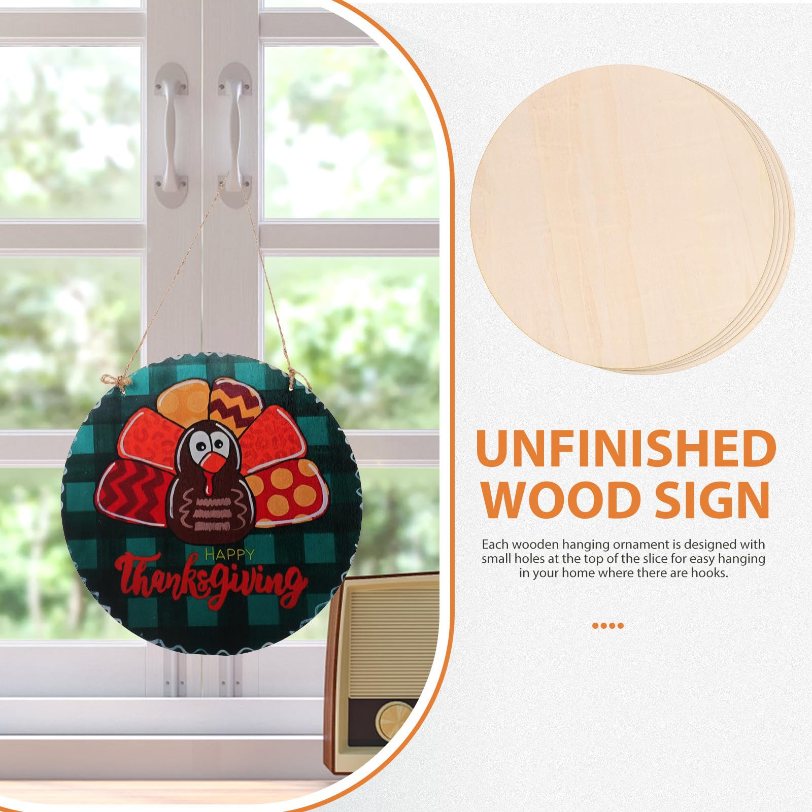 TOYANDONA Set di 5 Dischetti Rotondi in Legno Grezzo per Decorazioni Fai da Te, Design Vuoto, Facile da Appendere, per Artigianato e Cerimonie