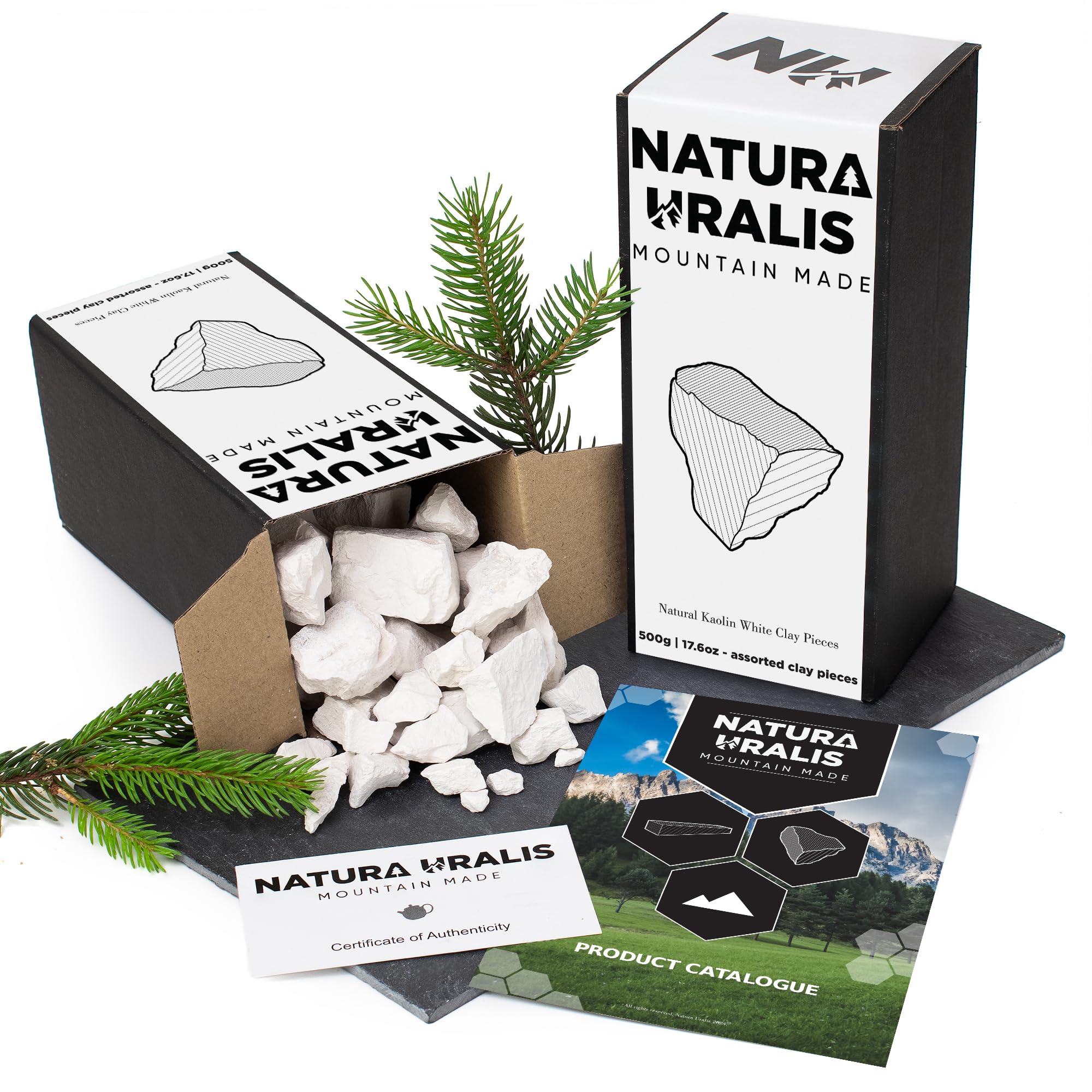 Natura Uralis Argilla Bianca Caolino | 500g di Argilla Bianca Naturale, da Bianco Puro a Bianco Sporco - Incredibile Croccantezza, Appagante Consistenza Terrosa, Vellutata e Solida, Sensazione ASMR