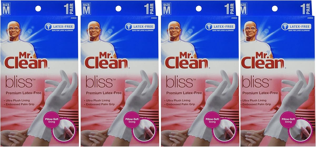 243033 Bliss Premium 1 par de guantes sin látex, medianos (paquete de 4)
