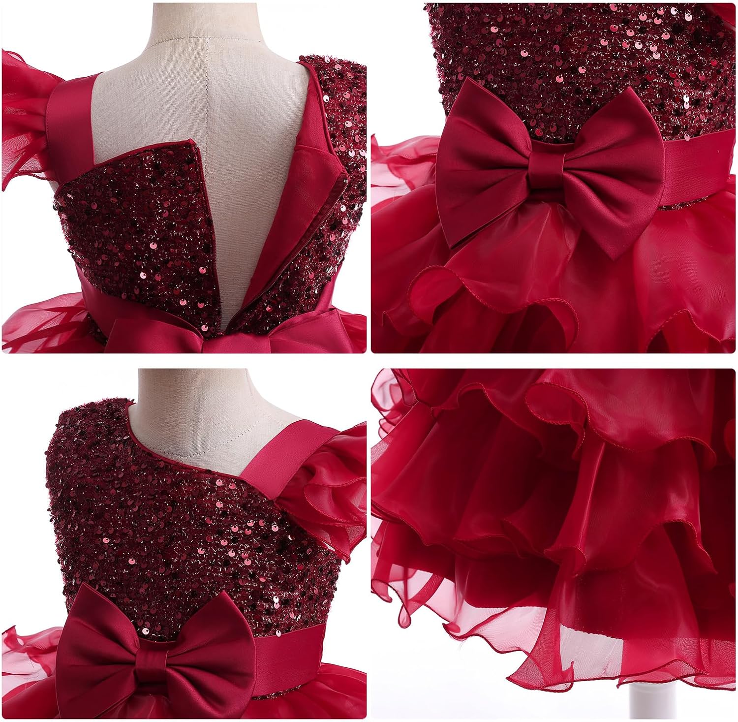 Miipat Girls Pageant Party Dress Ruffle Flower Kids Wedding Ball Gown Sequin Formal Princess Dress 4-9 Years - Image 7