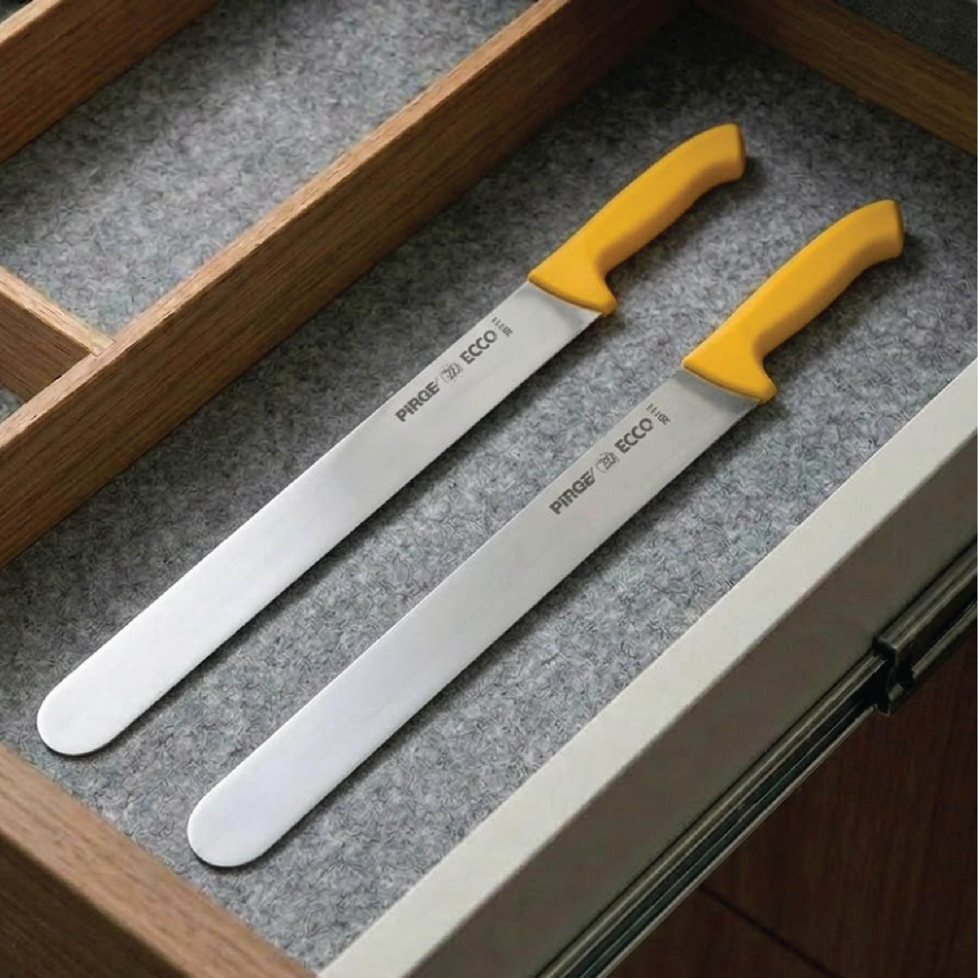 Pirge Coltello Ecco Doner 50 cm Giallo - Coltello per affettare - Coltello lungo per doner più affilato - Coltello da taglio - Coltello per carne