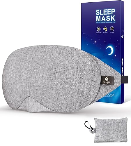 mavogel Cotton Sleep Eye Mask - Updated Design Light Blocking Sleep Mask, Soft and Comfortable Night Eye Mask for Men Women, Eye Blinder for Travel/Sleeping/Shift Work, Includes Travel Pouch, Grey - Grey