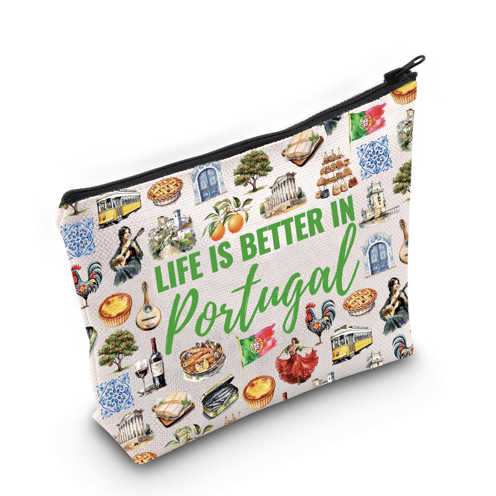 WCGXKO Portugal Souvenir Makeup Bag Portugal Themed Gift Portugal Trip Gift Portugal Culture Gift (Portugal Bag)