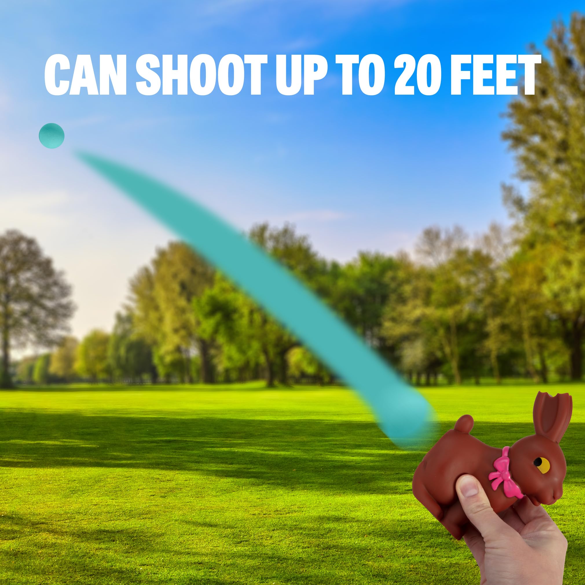 Chocolate Bunny Easter Popper Toy - Shoot Foam Balls Up to 20 Feet - 6 Balls Included - Great Easter Basket Stuffer Gift for Kids, 4+ - Image 2