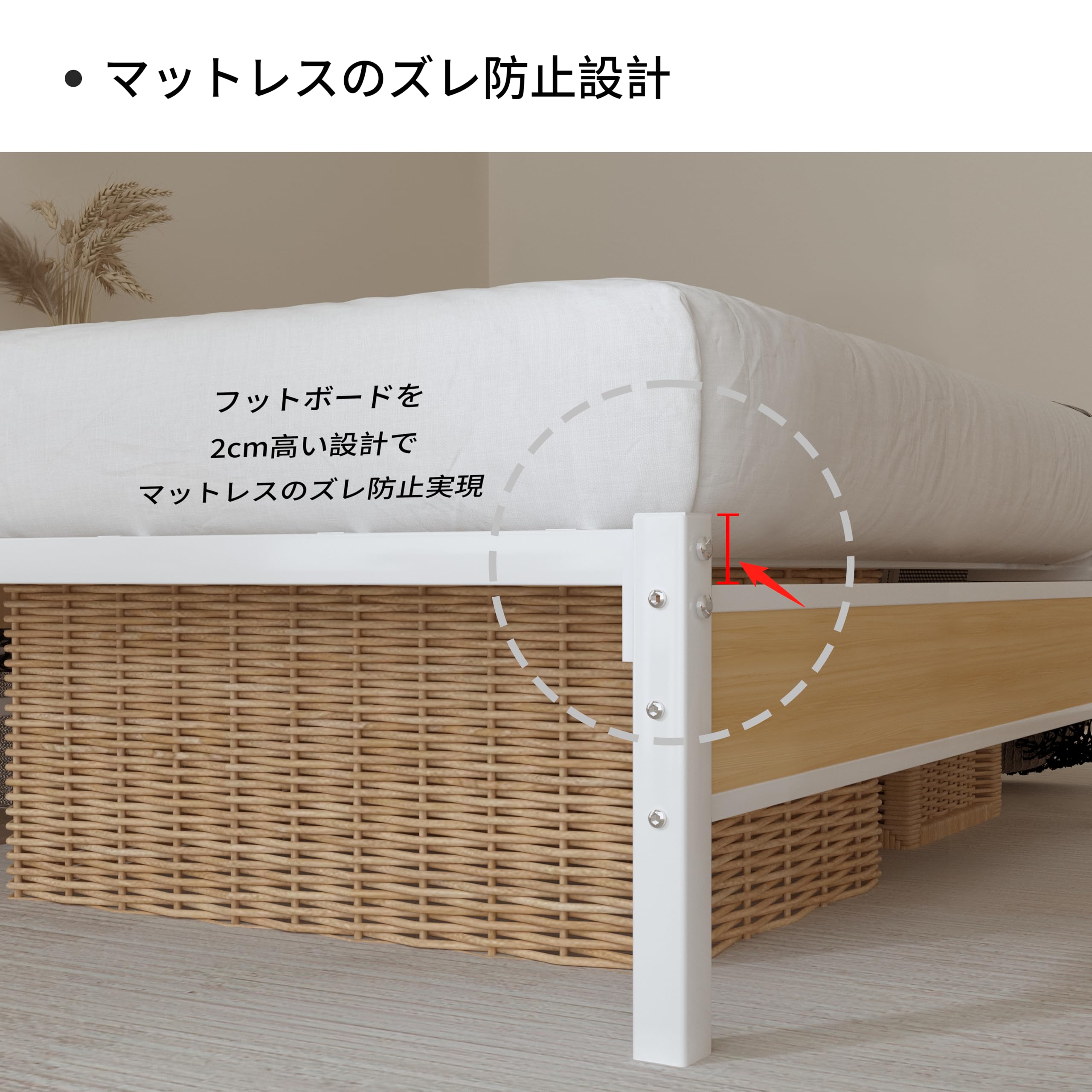Amazon｜LunarLight スチールパイプベッド ベッドフレーム 幅97.5 