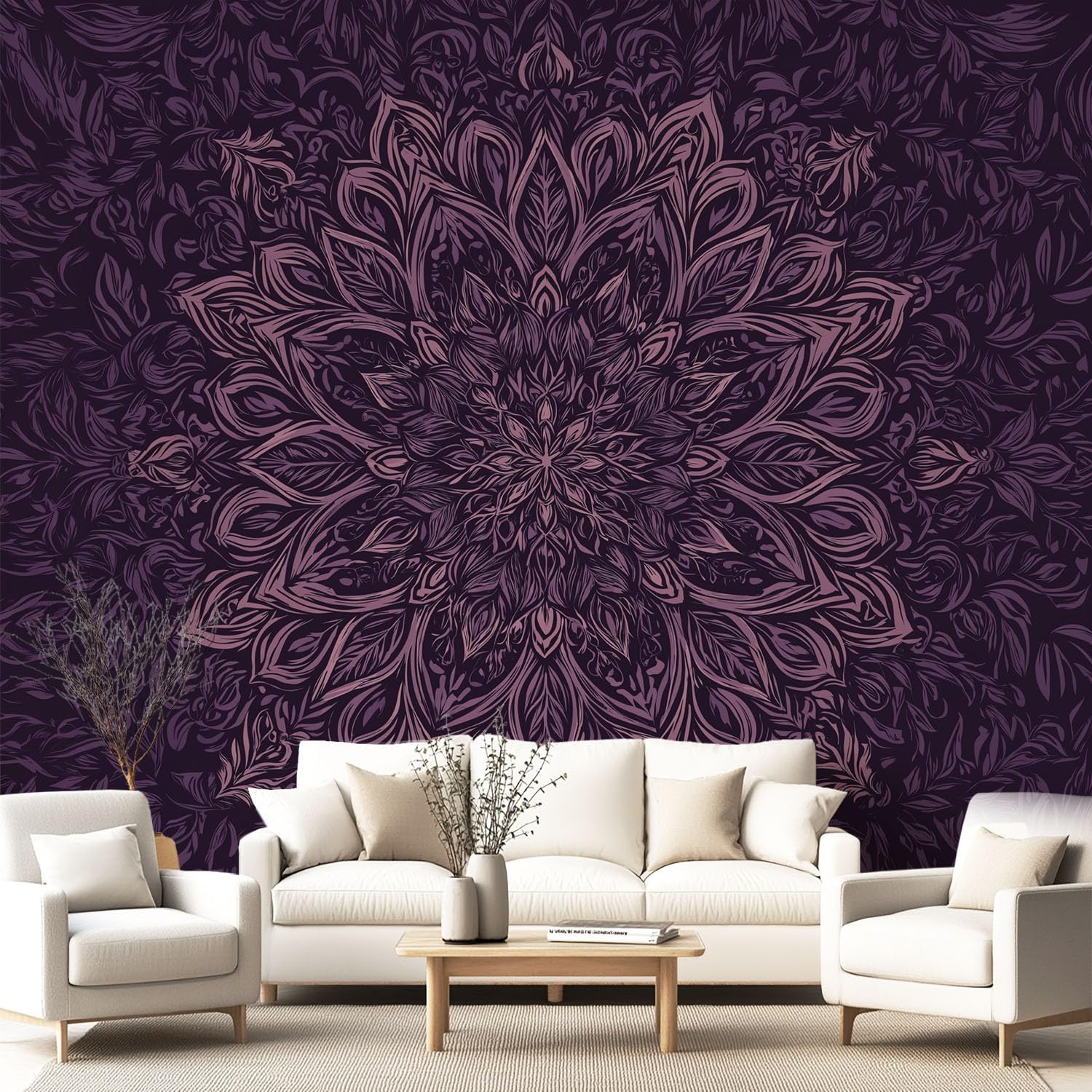 Tapeta 3D vintage, klasyczna, botaniczna, 350 x 256 cm, mural ścienny, kwiatowy, mandala, tapeta mural do sypialni, przedszkola, malowniczego ogrodu
